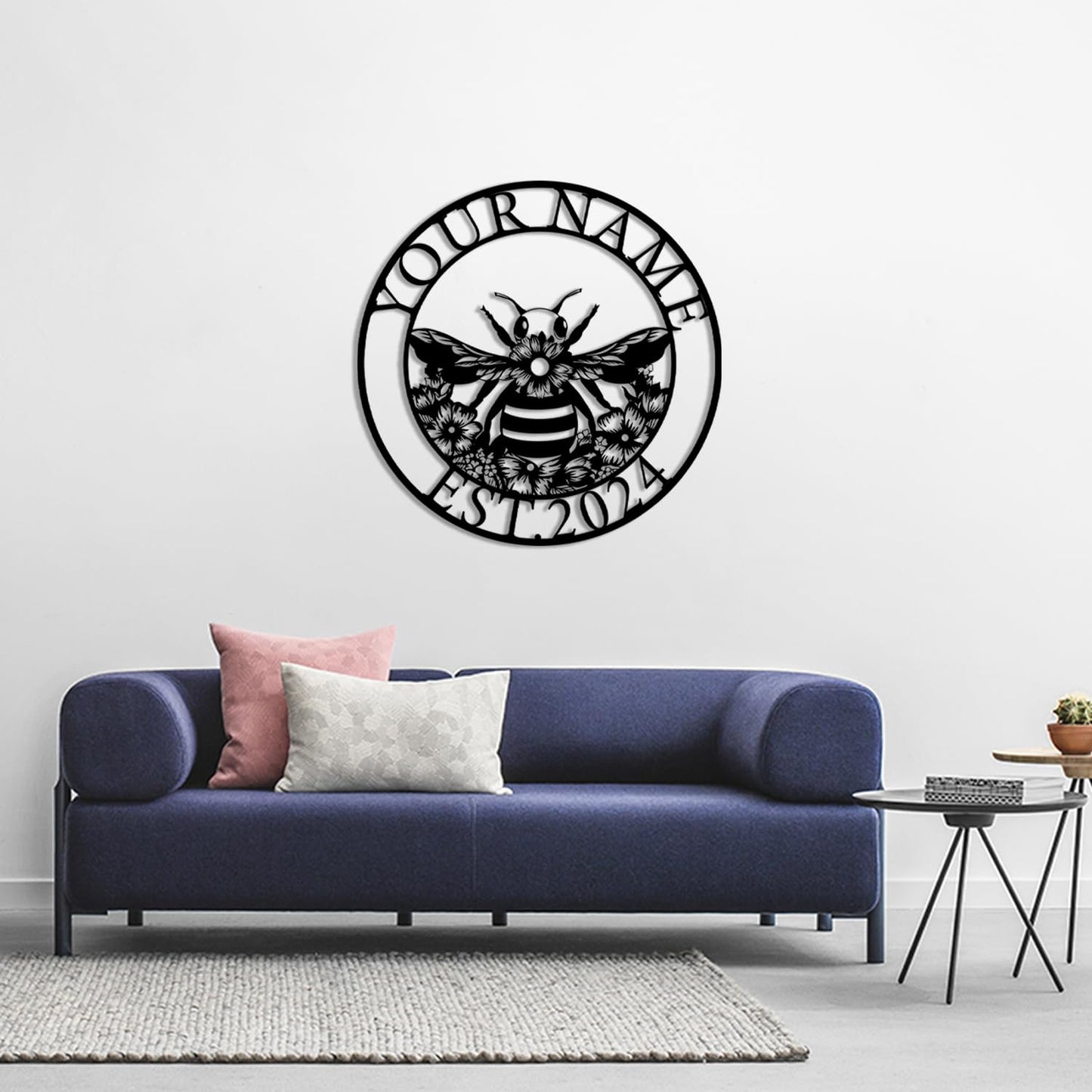 Custom Honey Bee Metal Wall Sign, Personalized Metal Bee Decor, Bee Garden Art, Gift for Bee Keeper, Bee Farm Sign, Gardener Decor, Bee Art (Bee M)