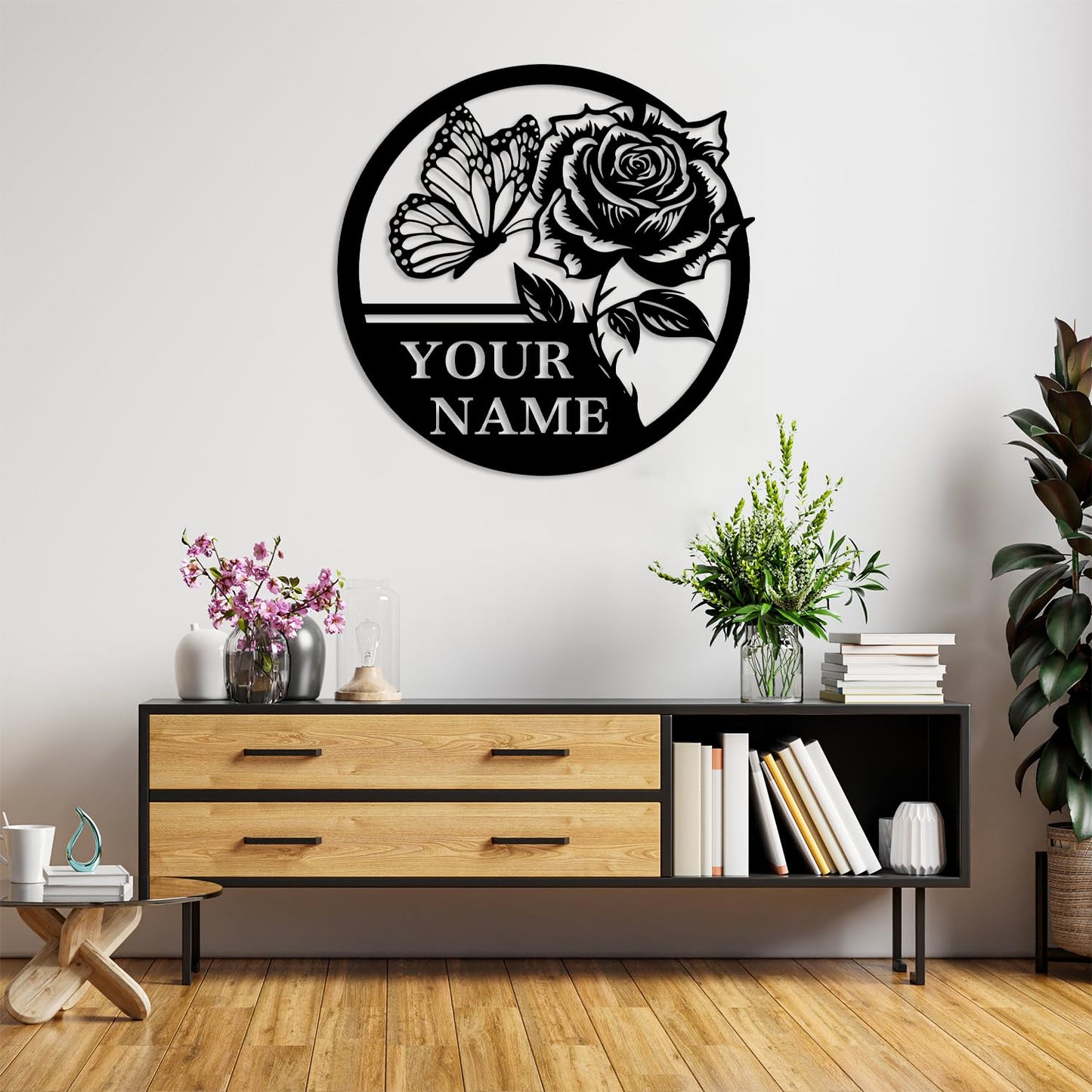 Custom Garden Name Metal Sign,Rose Flower Garden Metal Sign,Personalized Rose Flower Sign, With Stake Porch Decor Garden Decoration,Mother's Day Mom Grandma Gardener Gift (Rose A)