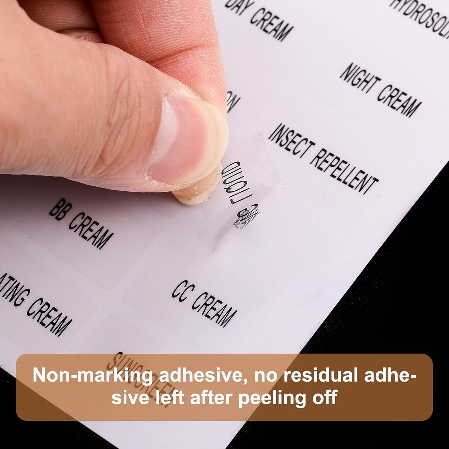 360Pcs Waterproof Labels for Travel Size Bottles, Self-Adhesive Cosmetic Jars Labels, Clear Bathroom Beauty Organization Removable Stickers for Refillable Bottles, Lotion Cream Body Wash Shampoo