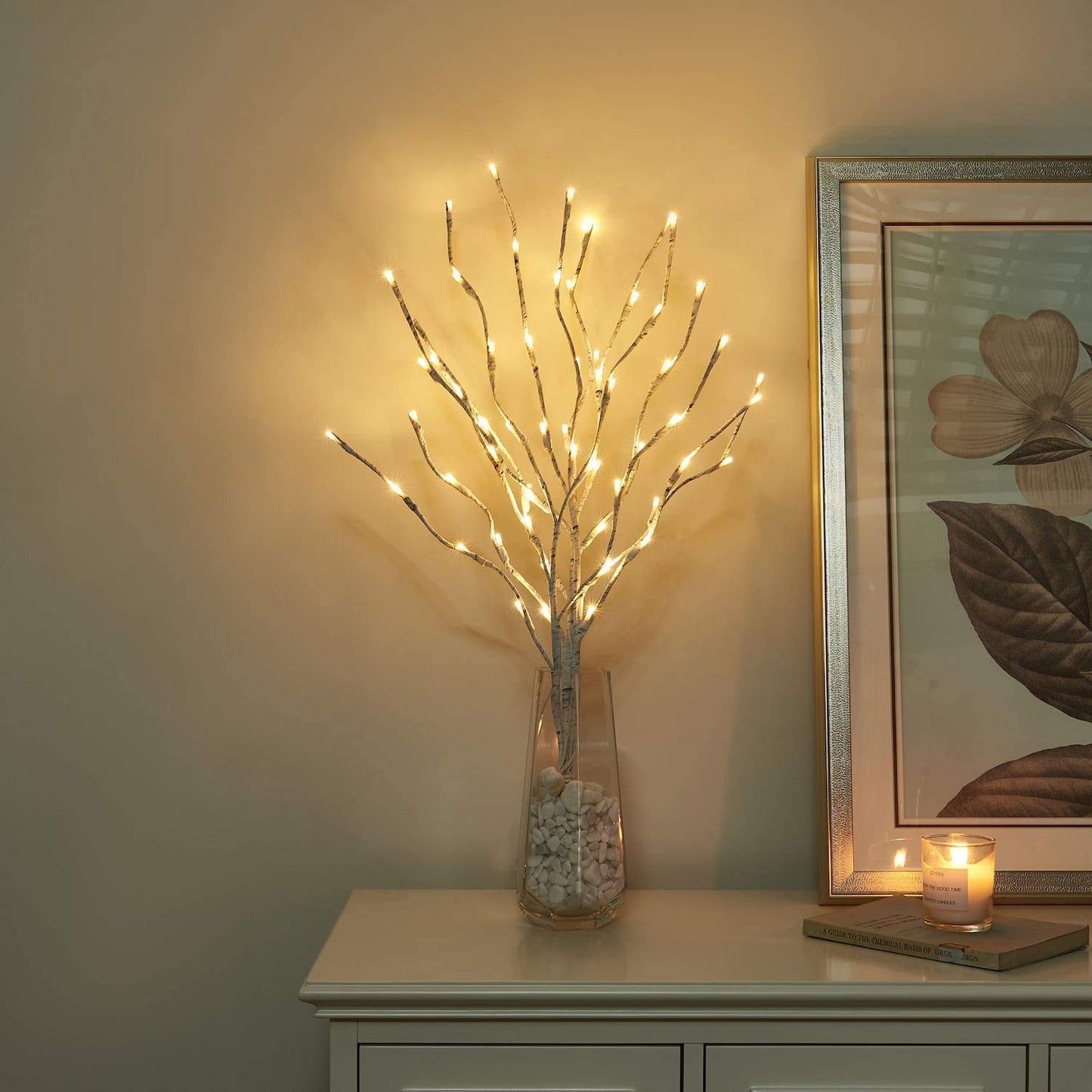 EAMBRITE 3PK 76cm Home Decorative Twig Lights Garden Stake Branch Lights with 60 Warm White LEDs Mains Powered Lighted Branches for Floor Vases Spring Xmas Decor Outdoor and Indoor