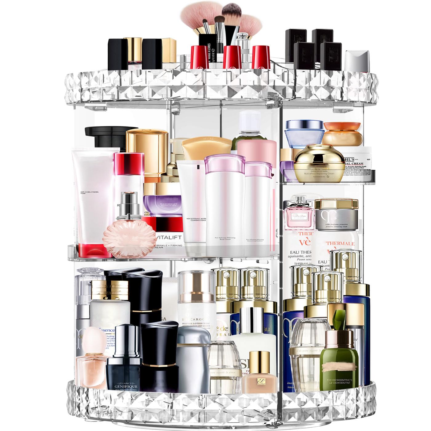 MISERWE Makeup Organiser 360 Degree Rotating 13 Adjustable Layers Large Capacity Cosmetic Organiser Transparent Make Up Organisers and Storage