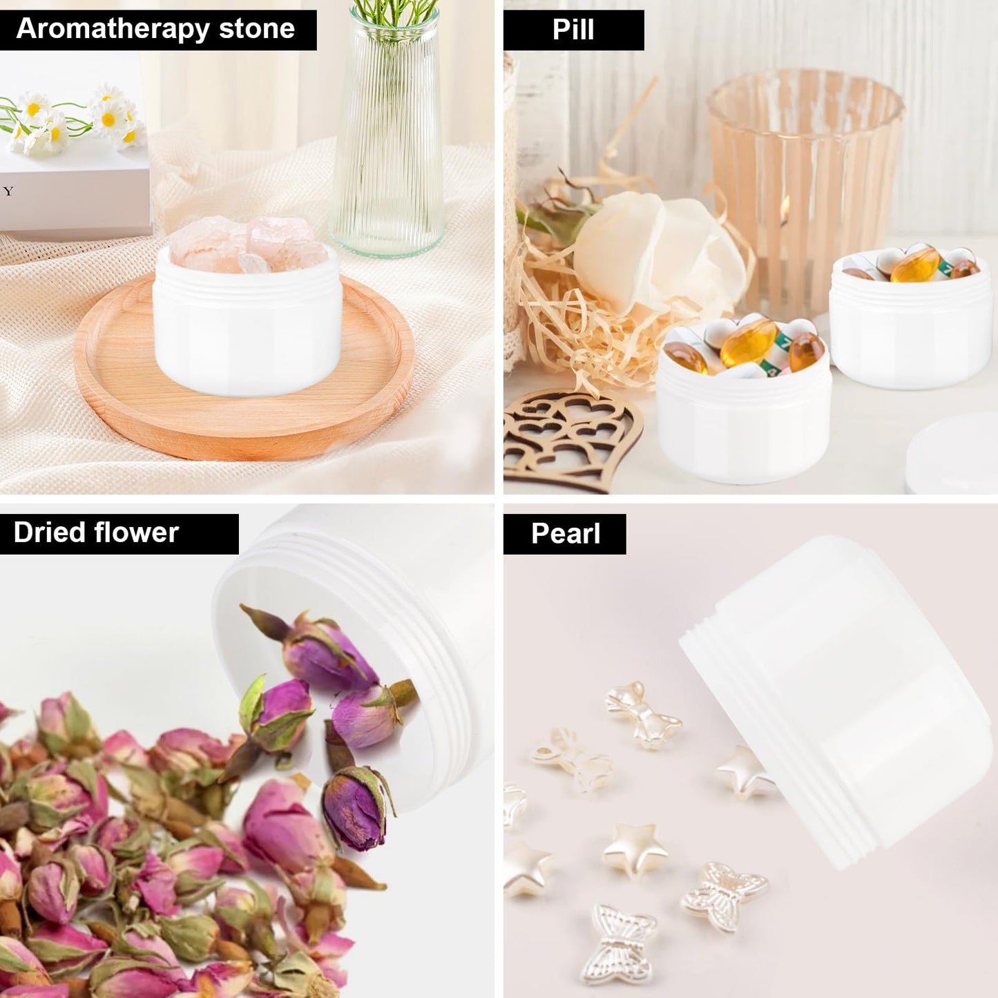 15 Pcs 50ml Cosmetic Sample Jars, Plastic Refillable Travel Pots, Cosmetic Pots with Lids, Travel Pots for Toiletries, with Spatulas, Labels and Pen for Makeup Beauty Nails