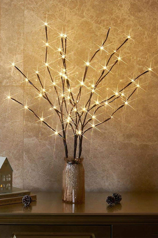 EAMBRITE 3PK 76cm Home Decorative Twig Lights Garden Stake Branch Lights with 60 Warm White LEDs Mains Powered Lighted Branches for Floor Vases Spring Xmas Decor Outdoor and Indoor