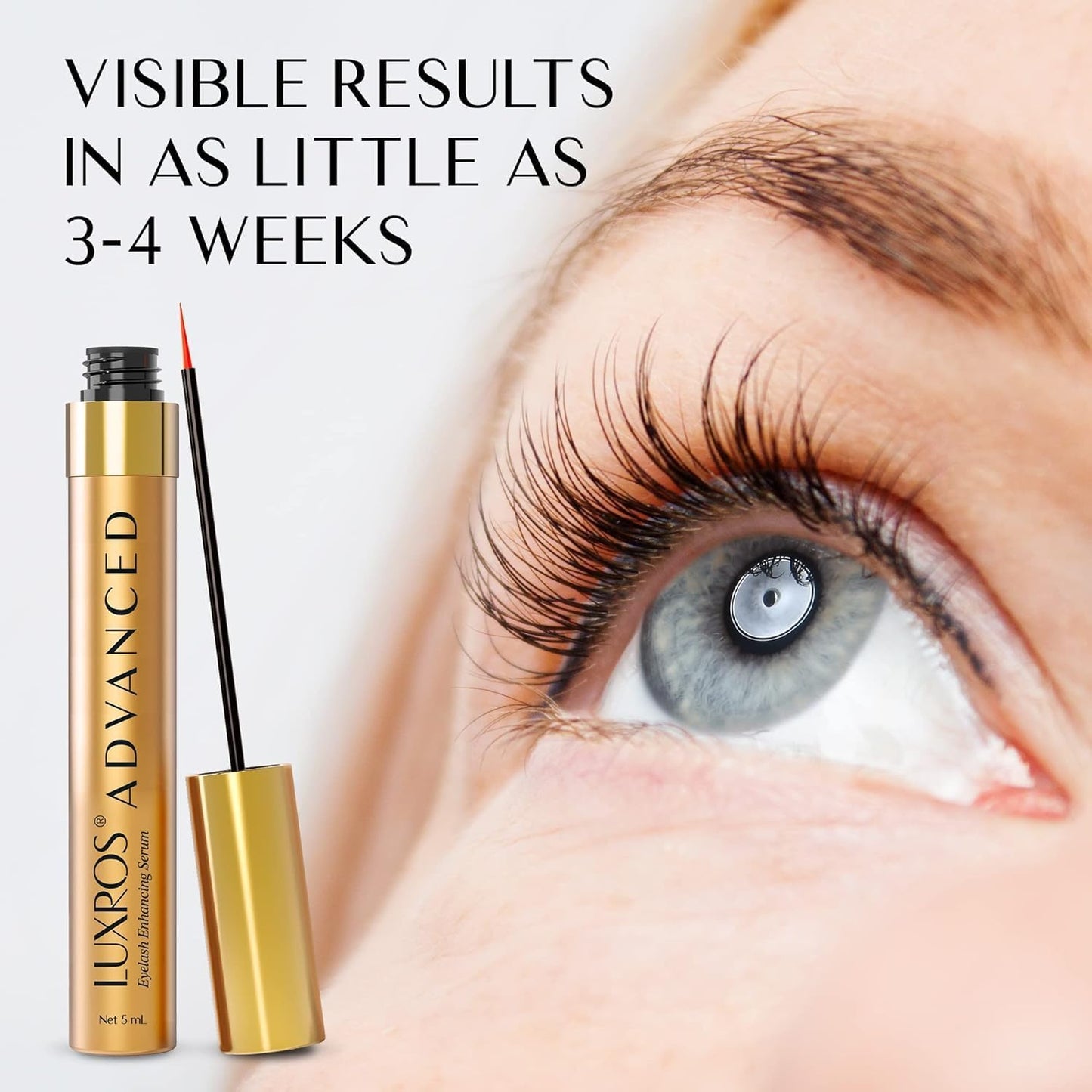 Eyelash Growth Serum 5 mL: Get Thick, Strong Lashes in Just 3-4 Weeks with Our Plant-Based Eyelash Enhancer Serum - No Parabens - Made in USA