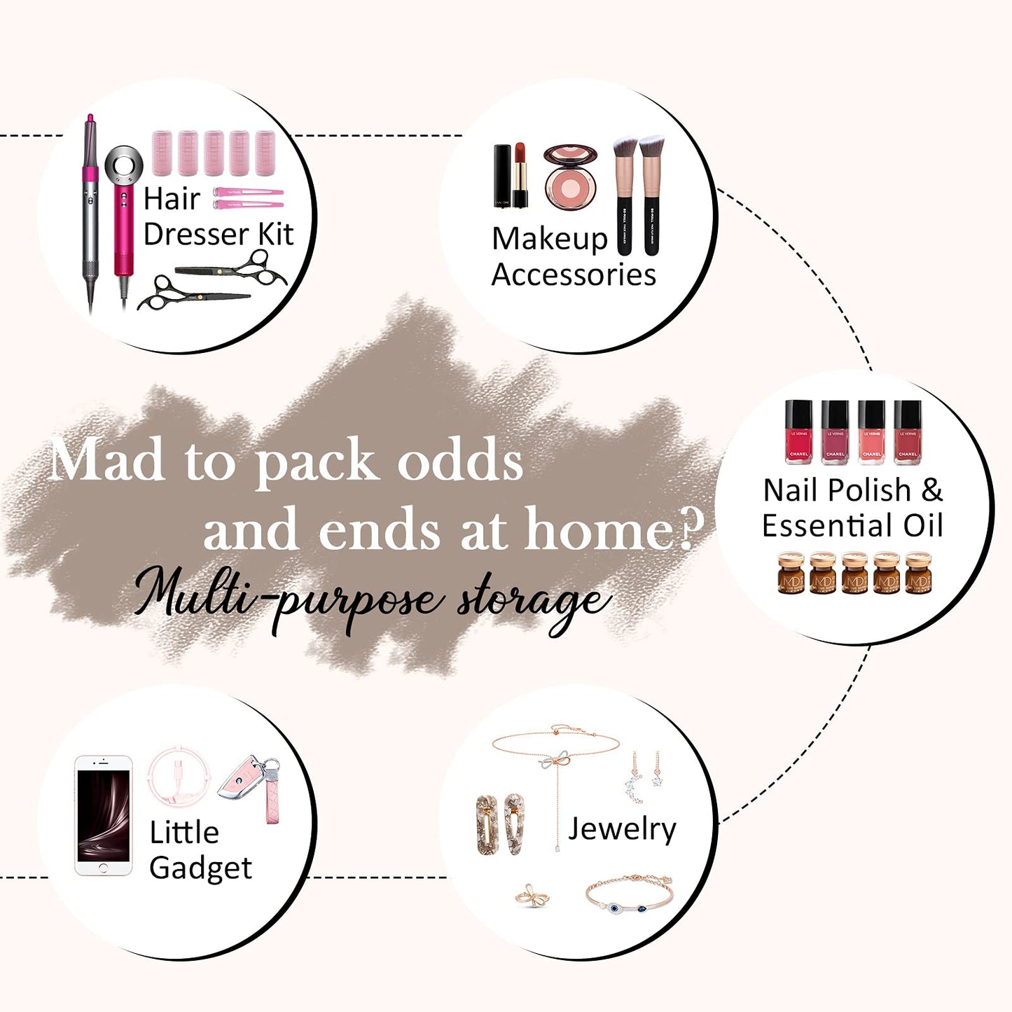 Joligrace Large PU Leather Professional Makeup Bag with Removable Back Strap Cosmetic Case Beauty Box Hairdressing Tools Organiser Storage Box, Marble