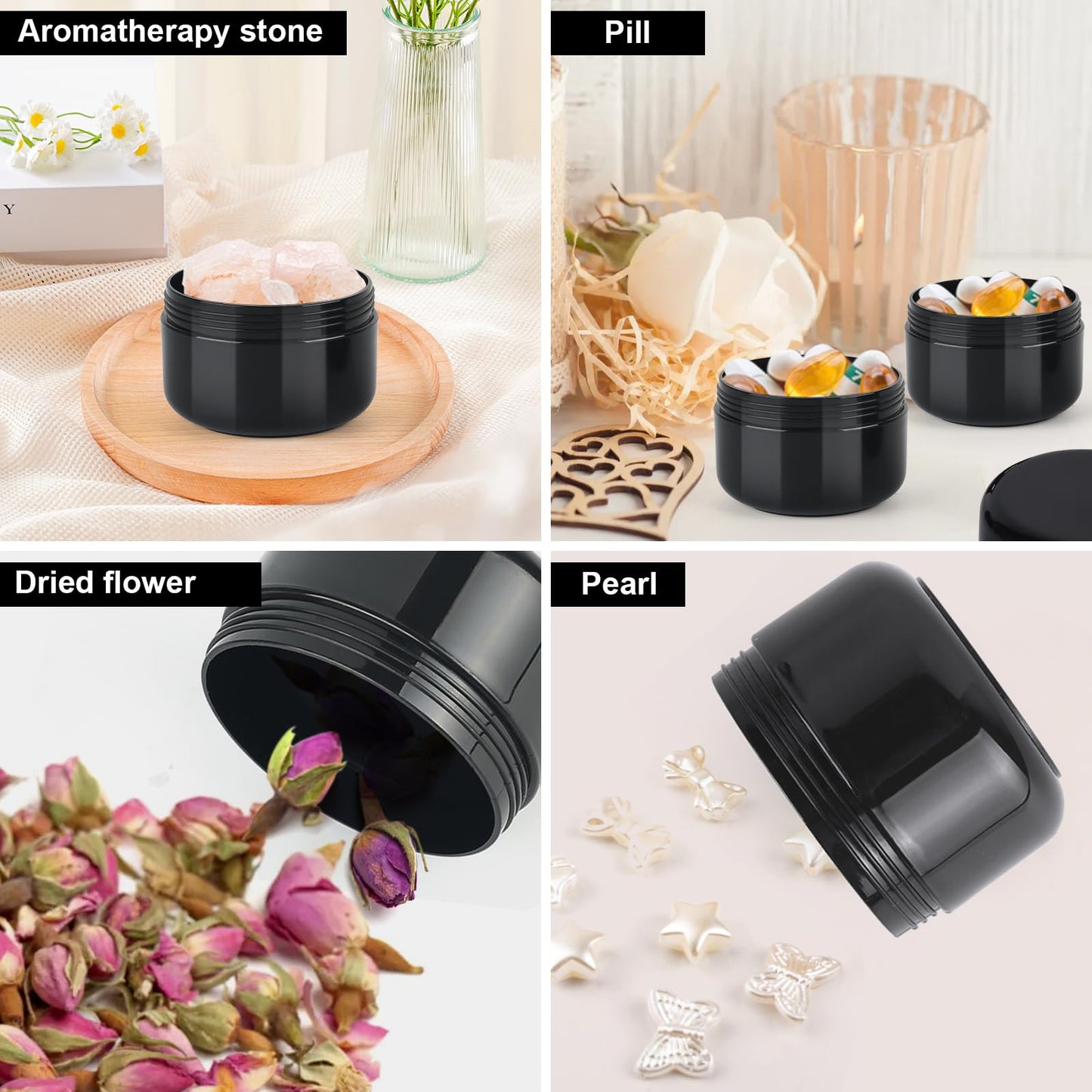 15 Pcs 50ml Cosmetic Sample Jars, Plastic Refillable Travel Pots, Cosmetic Pots with Lids, Travel Pots for Toiletries, with Spatulas, Labels and Pen for Makeup Beauty Nails