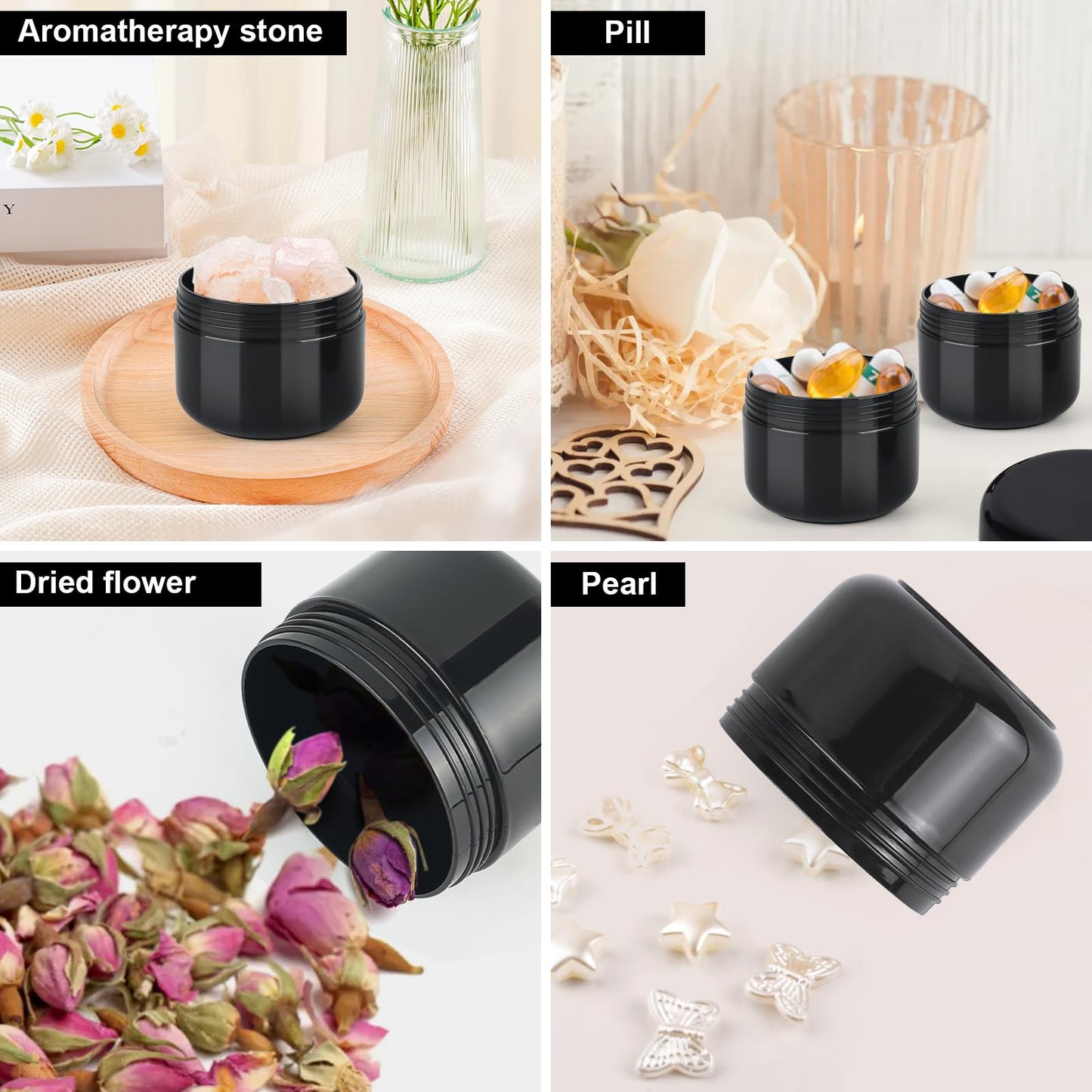 15 Pcs 50ml Cosmetic Sample Jars, Plastic Refillable Travel Pots, Cosmetic Pots with Lids, Travel Pots for Toiletries, with Spatulas, Labels and Pen for Makeup Beauty Nails