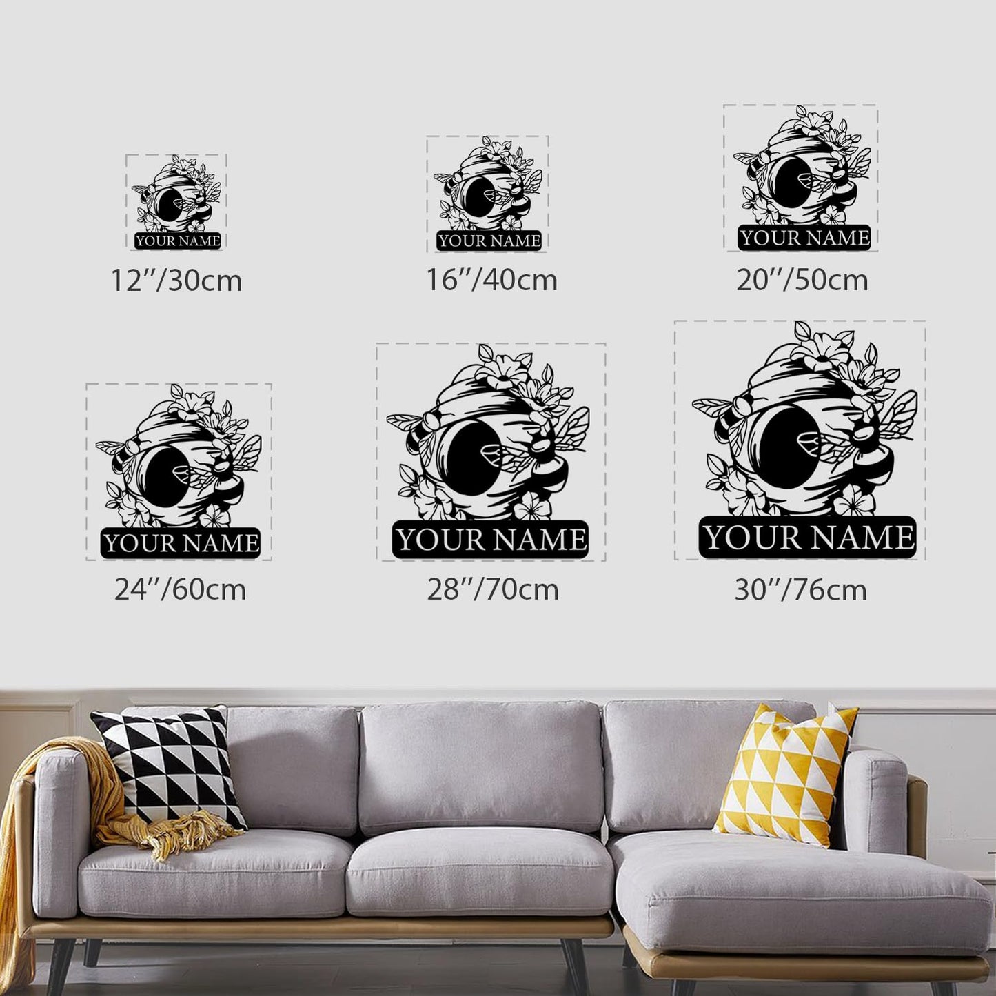 Custom Honey Bee Metal Wall Sign, Personalized Metal Bee Decor, Bee Garden Art, Gift for Bee Keeper, Bee Farm Sign, Gardener Decor, Bee Art (Bee M)