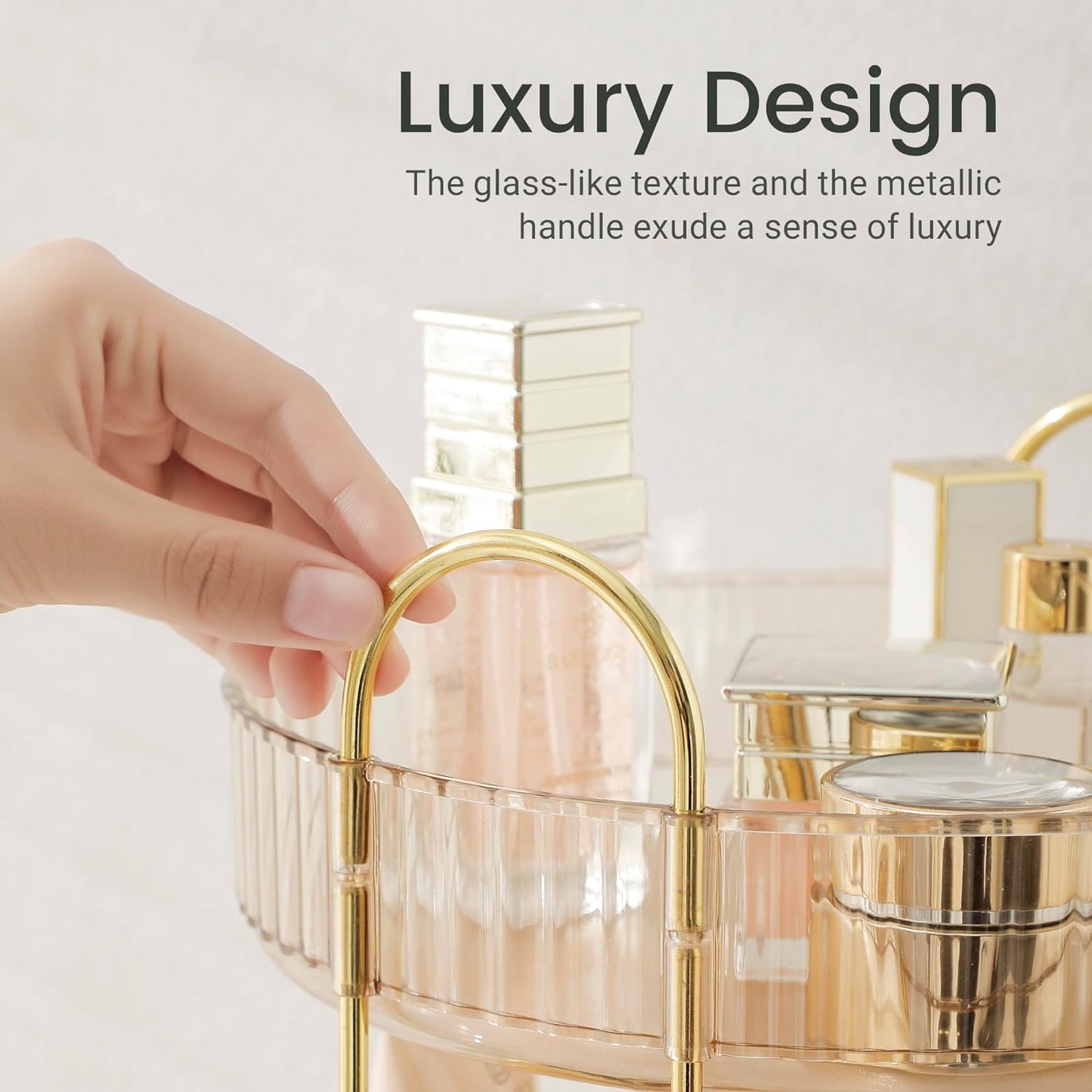 Rotating Makeup Organizer for Vanity, Large Skincare Make Up Storage Perfume Organizers for Bathroom Counter, Clear Cosmetic Lipstick Toiletry Dresser Organizer Spinning Holder