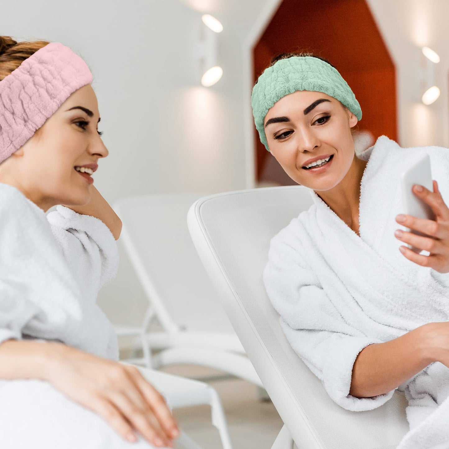 Chuangdi 3 Pieces Spa Headband for Women Facial Makeup Headband Soft Terry Cloth Hairband for Washing Face Mask Spa Shower Gifts(Light Orange, Light Purple, Light Green)