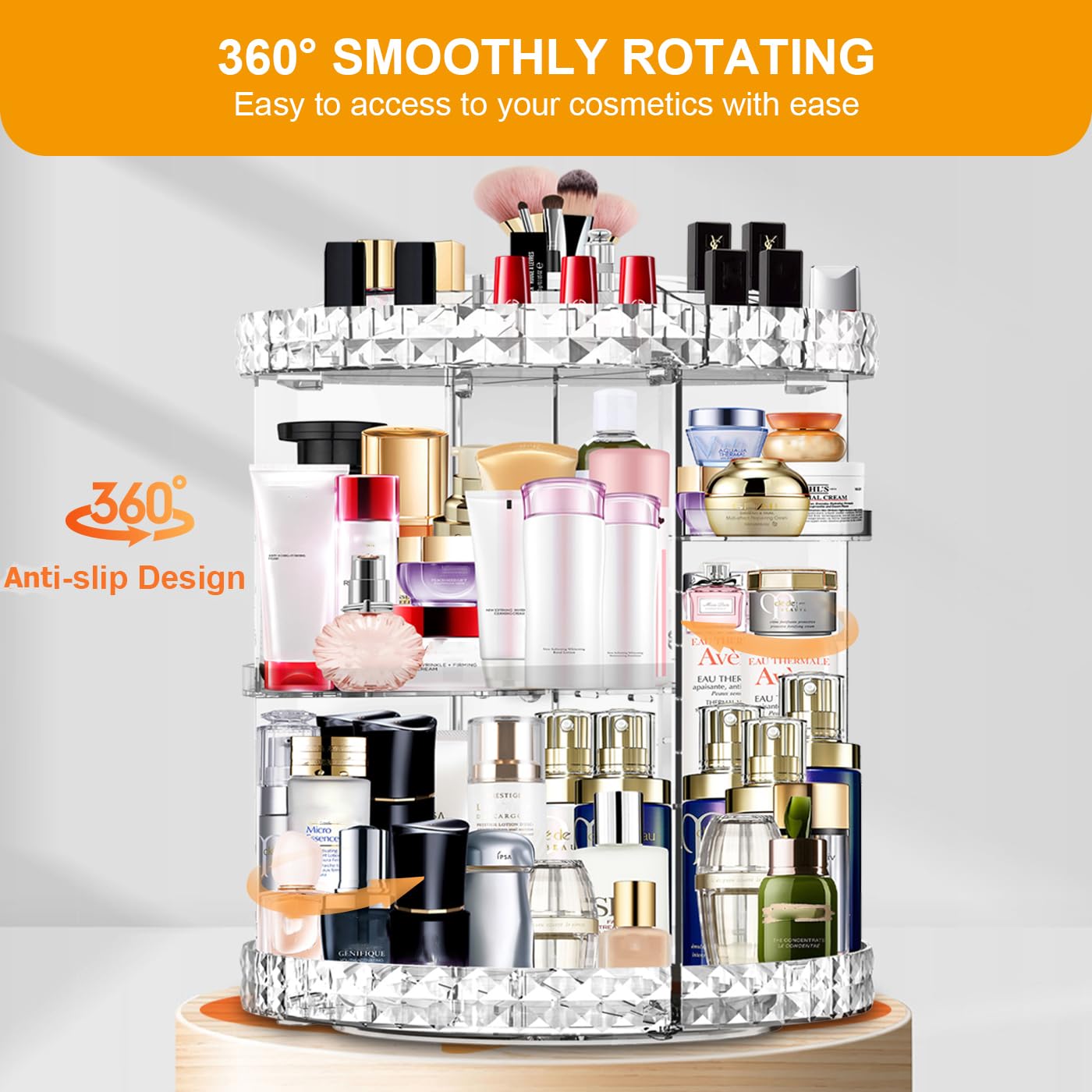 MISERWE Makeup Organiser 360 Degree Rotating 13 Adjustable Layers Large Capacity Cosmetic Organiser Transparent Make Up Organisers and Storage