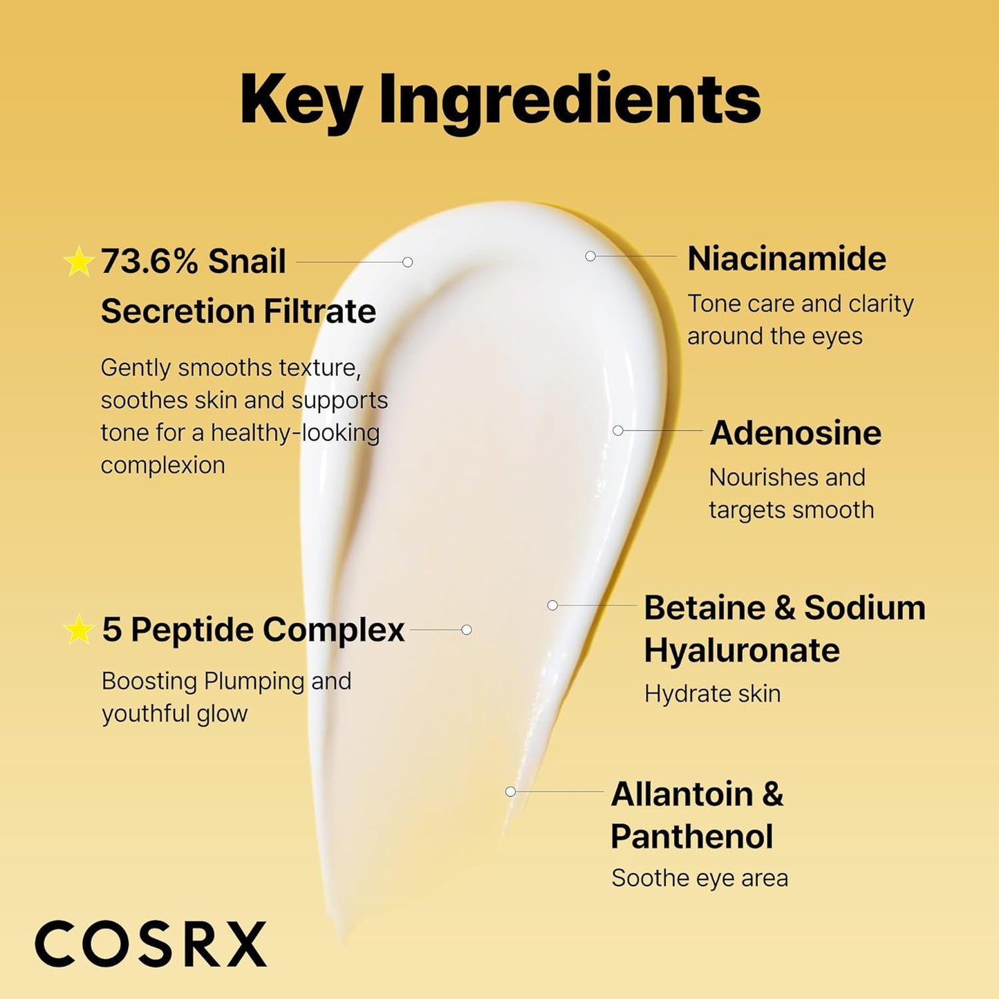 COSRX Advanced Snail Peptide Eye Cream Korean Eye Cream with Snail Mucin, Niacinamide & Peptide for Under Eye Brightening, Anti aging, Fine Lines, Dark Circles & Wrinkle Reduction Korean Skincare 25ml