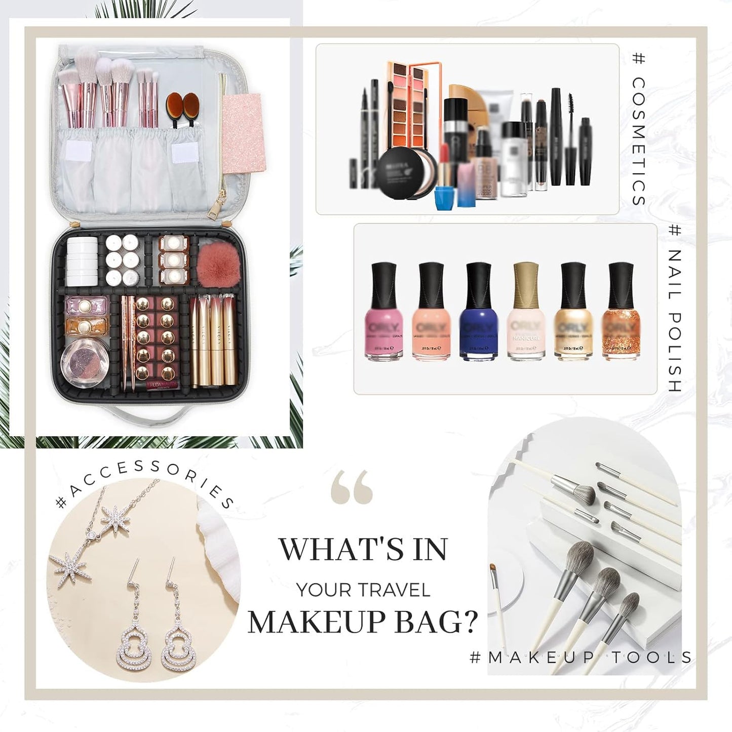 Joligrace Makeup Bag Cosmetic Case Vanity Travel Beauty Box Make Up Train Case Hairdressing Tools Organiser with Adjustable Compartment Oxford Fabric, Black