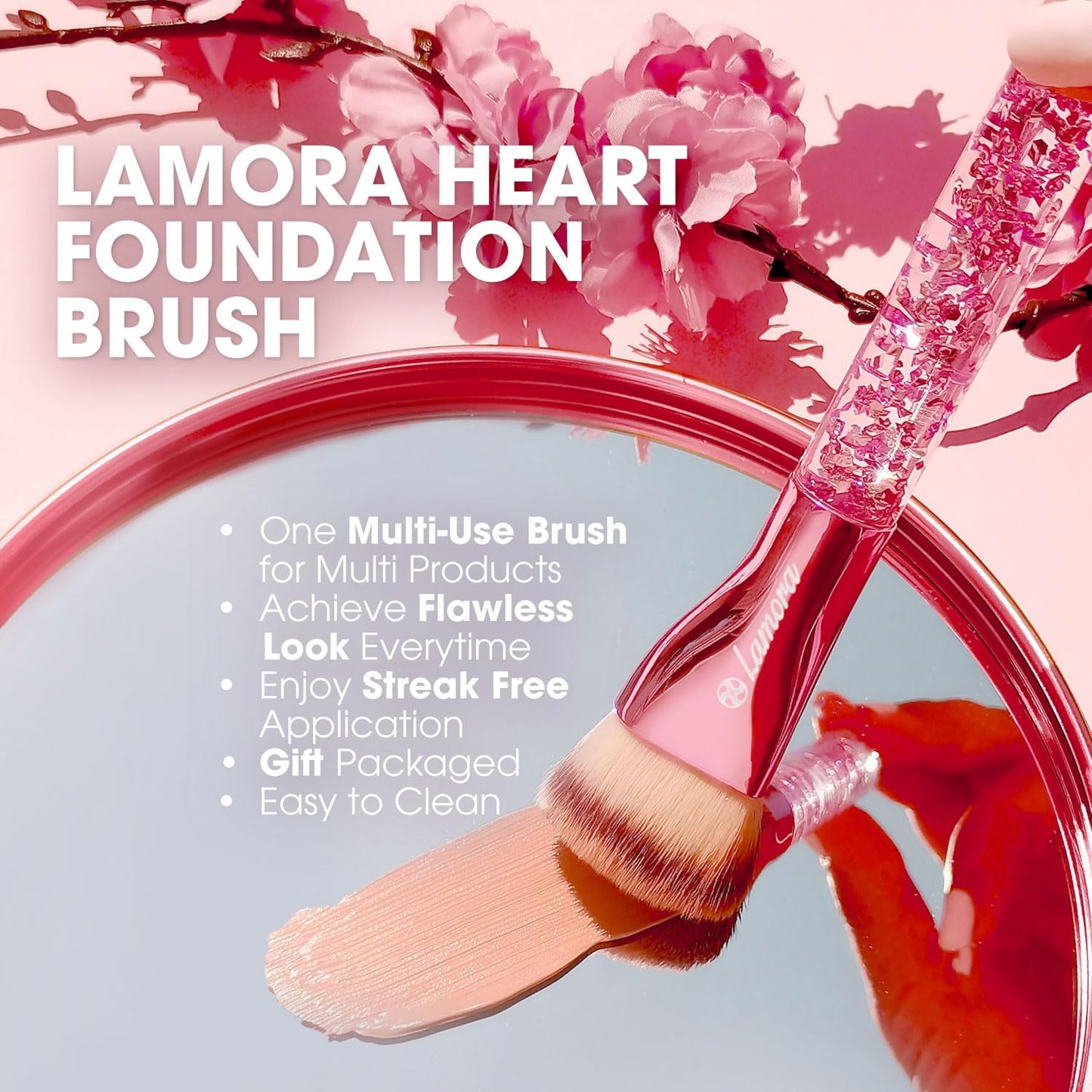 Make Up Brush Foundation Kabuki Flat Top - Perfect For Blending Liquid, Cream or Flawless Powder Cosmetics - Buffing, Stippling, Concealer - Premium Quality Synthetic Dense Bristles!