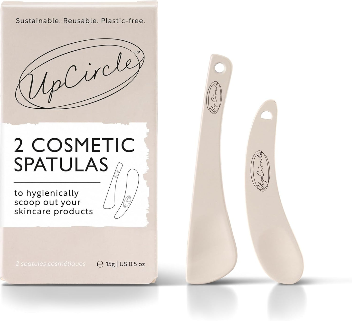 UpCircle Cosmetic Spatulas - Keep Skincare Products Clean + Water-Free - Sanitary, Safe, Plastic-Free Washable + Reusable - 2 Pieces