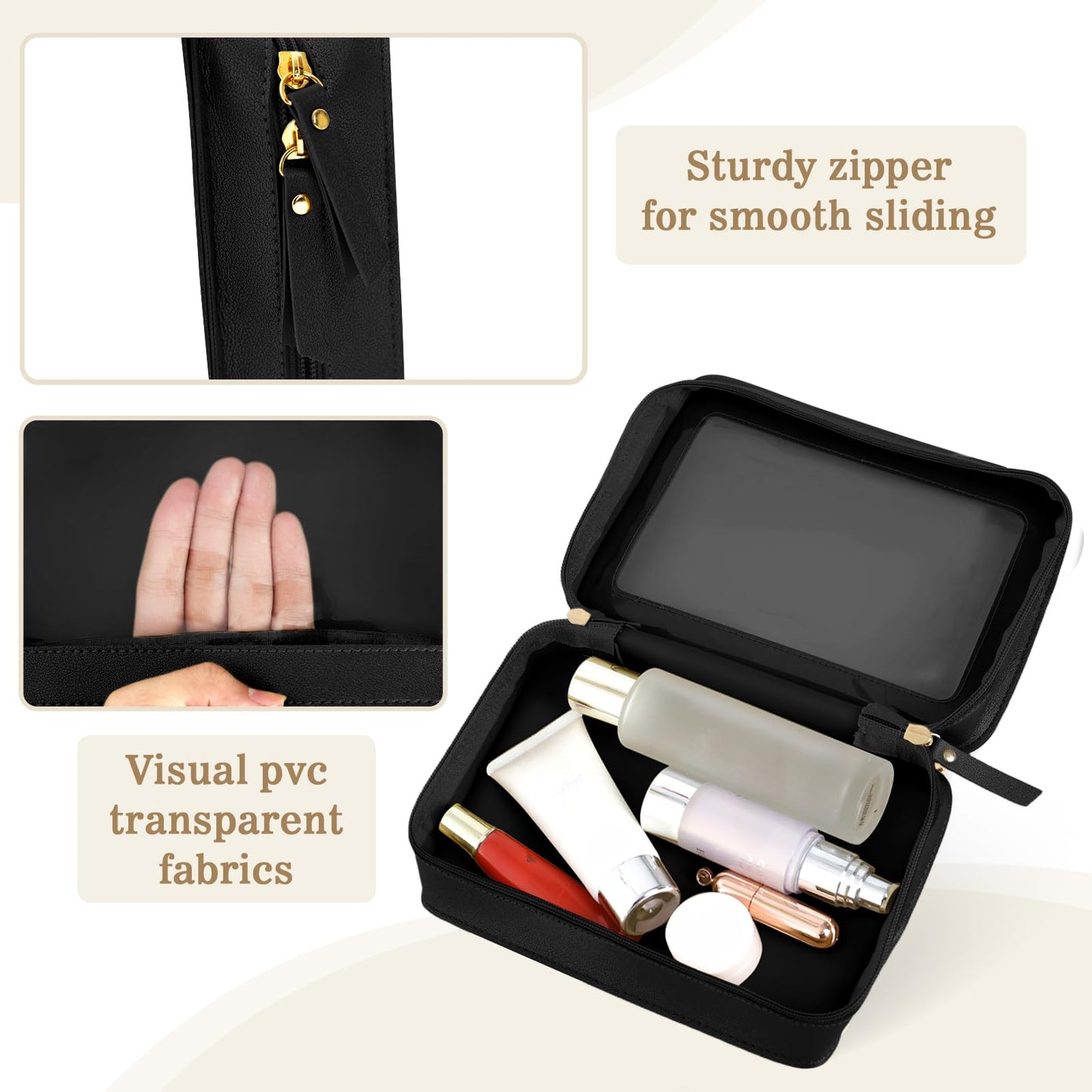 Clear Makeup Bag Travel Toiletries Bags for Women Cosmetic Bags with Double Zippers Waterproof Small Makeup Bag for Ladies Girls