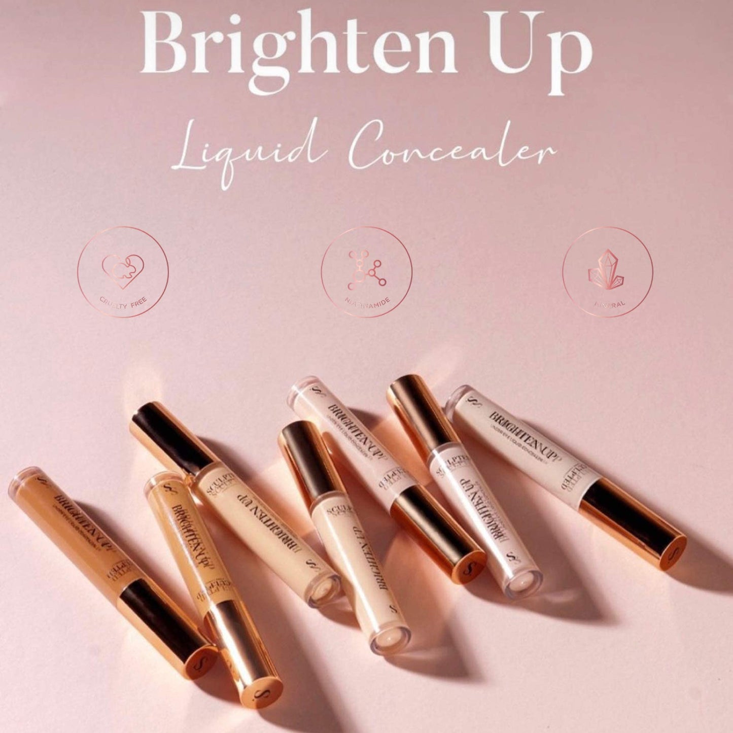 Brighten Up Under Eye Concealer from Sculpted by Aimee (Caramel) - 5ml Light Coverage Mineral Liquid Makeup Concealer for Hydrating Delicate Skin & Dark Circles with Niacinamide and Hyaluronic Acid