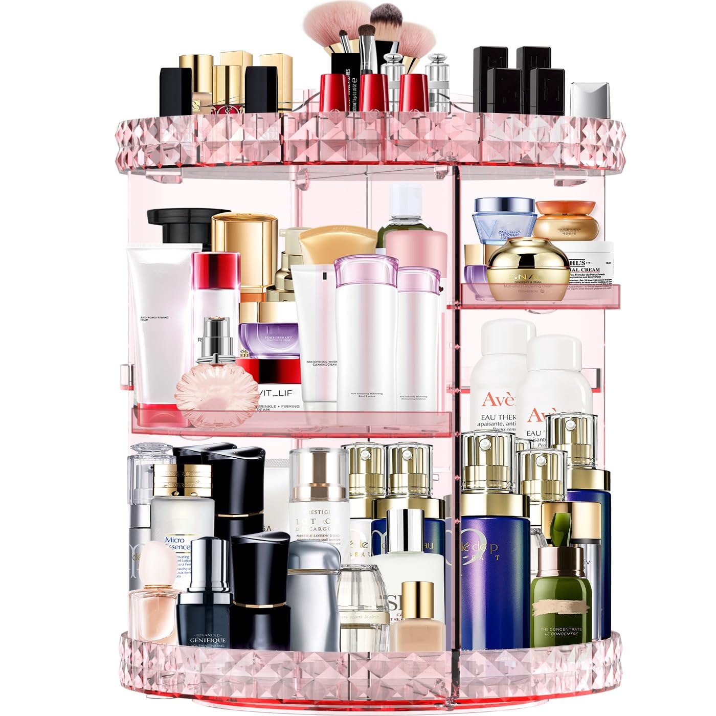 MISERWE Makeup Organiser 360 Degree Rotating 13 Adjustable Layers Large Capacity Cosmetic Organiser Transparent Make Up Organisers and Storage