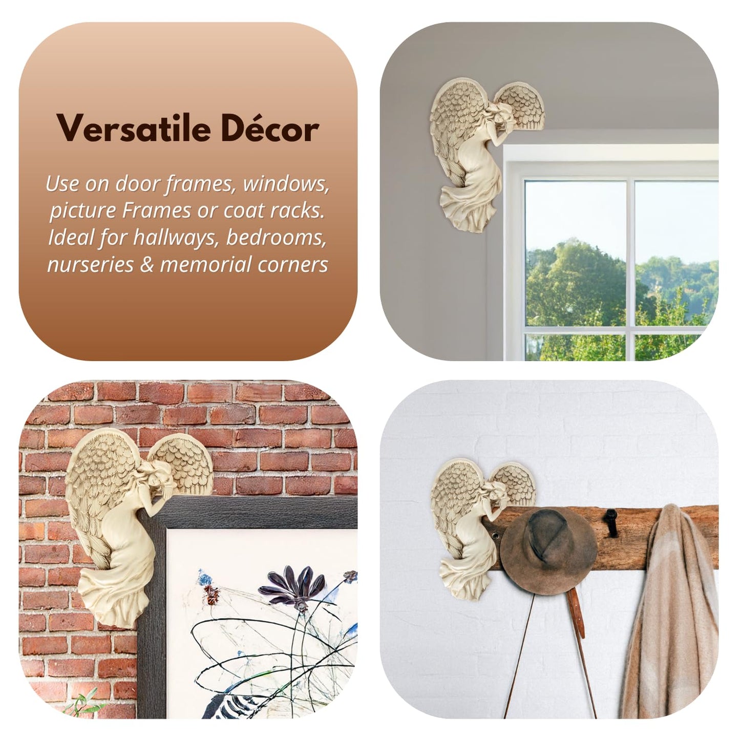 Marco Paul Sleeping Angel Corner Door Frame Statue Resin Angel Ornament Stone Effect Female Figurine Angel Wings Left Angle Door Sculpture Wall Art for Garden, Weddings, Home Decor