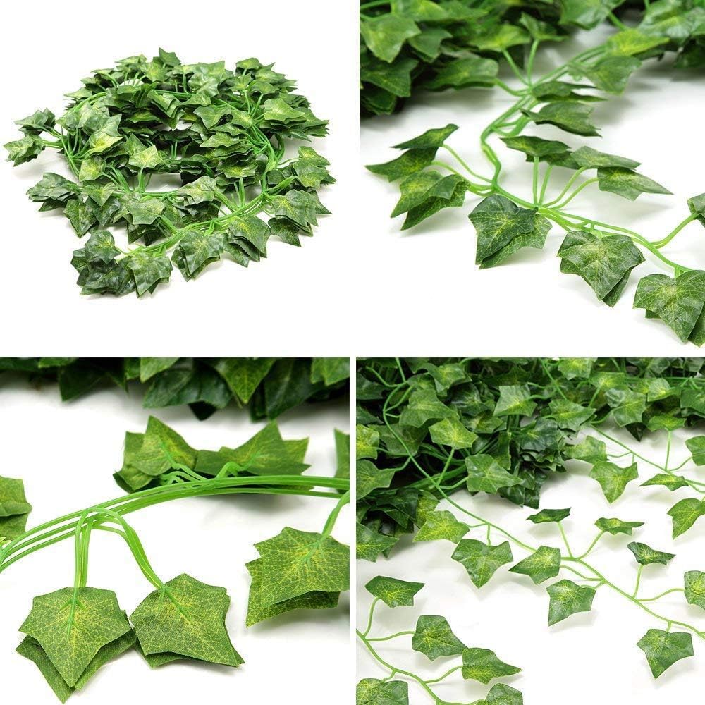 Comtelek 84 FT Artificial Ivy 12 Pack Ivy Vine Garland Ivy Leaves Greenery Garlands Clip Hanging Fake Leaf Plants Faux Green Flowers Decor Home Kitchen Garden Office Wedding Wall