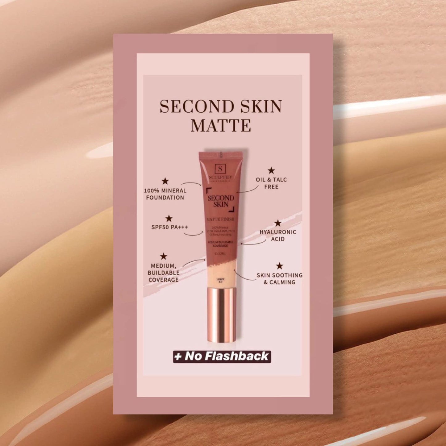 Second Skin Matte Liquid Face Foundation from Sculpted by Aimee - 32ml Buildable, Medium Coverage Foundation with Matte Finish, Hyaluronic Acid, Collagen Boosting Formula, SPF 50, (Fair 2.0)