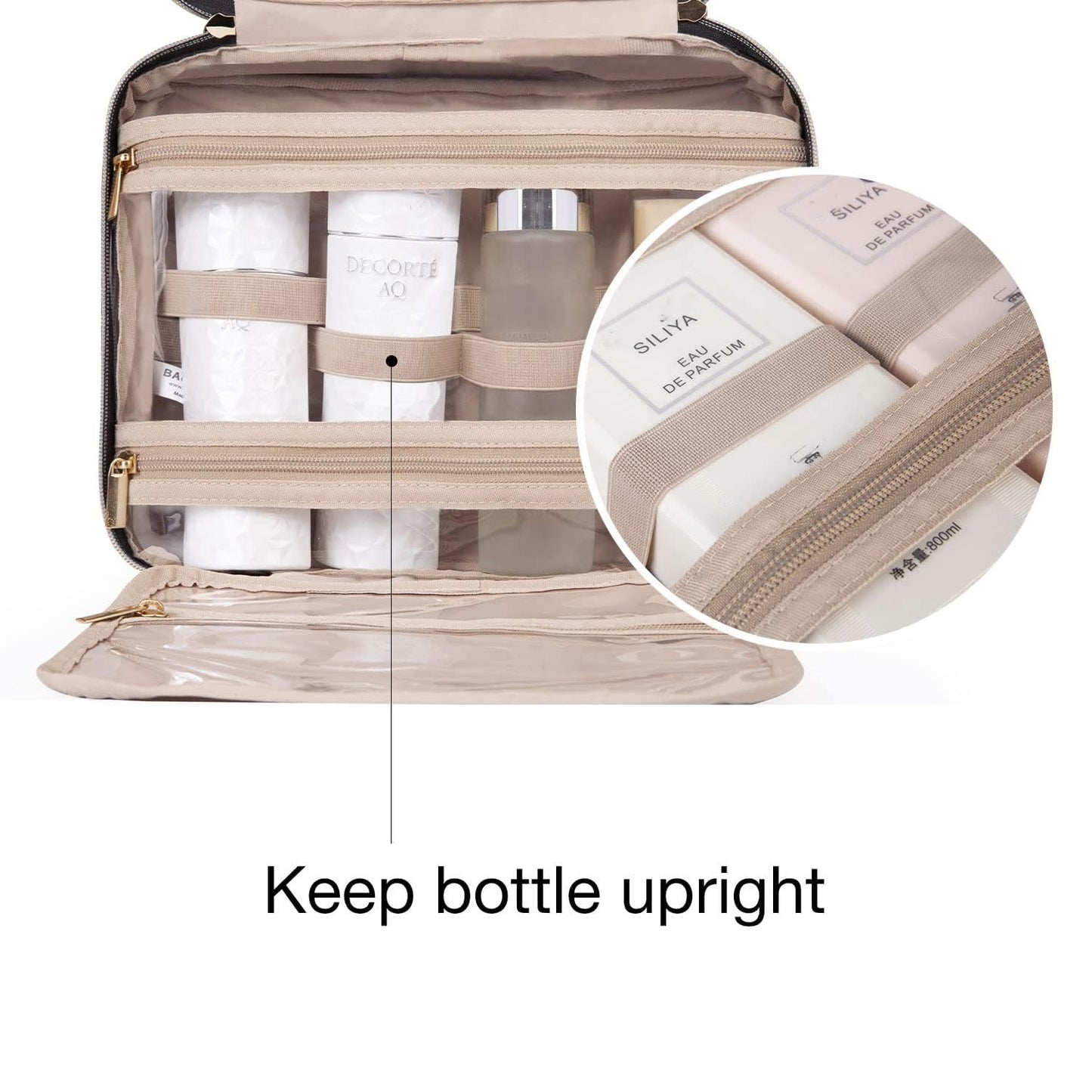 BAGSMART Large Hanging Toiletry Bag Travel Toiletry Bag Cosmetic Bag for Women, Black-Size L