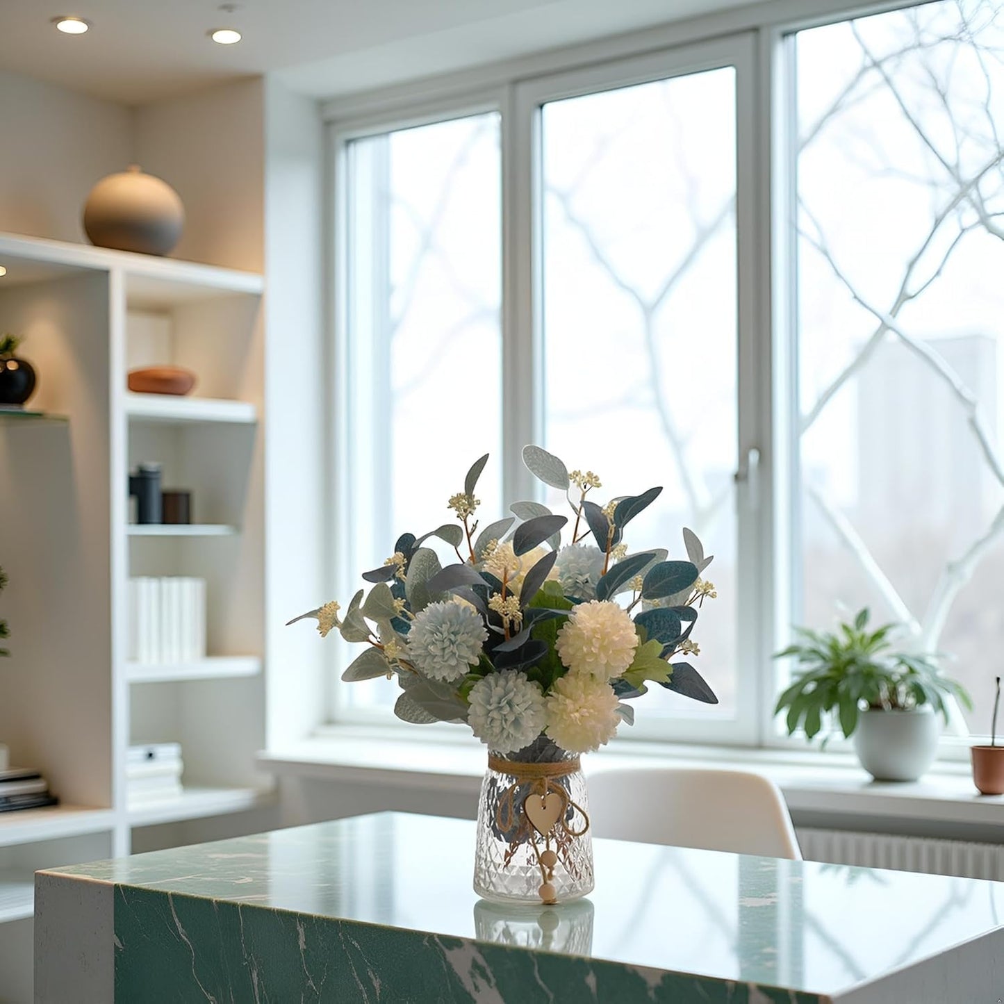 Artificial Flowers With Vase Faux Hydrangea Flower Arrangements for Home Garden Party Wedding Decoration