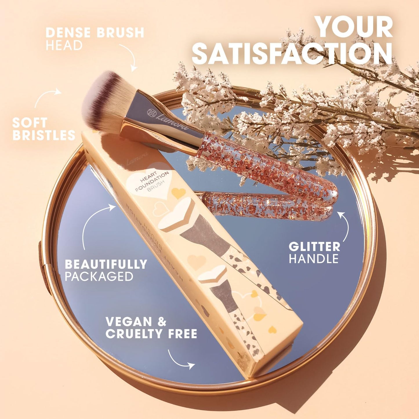 Make Up Brush Foundation Kabuki Flat Top - Perfect For Blending Liquid, Cream or Flawless Powder Cosmetics - Buffing, Stippling, Concealer - Premium Quality Synthetic Dense Bristles!