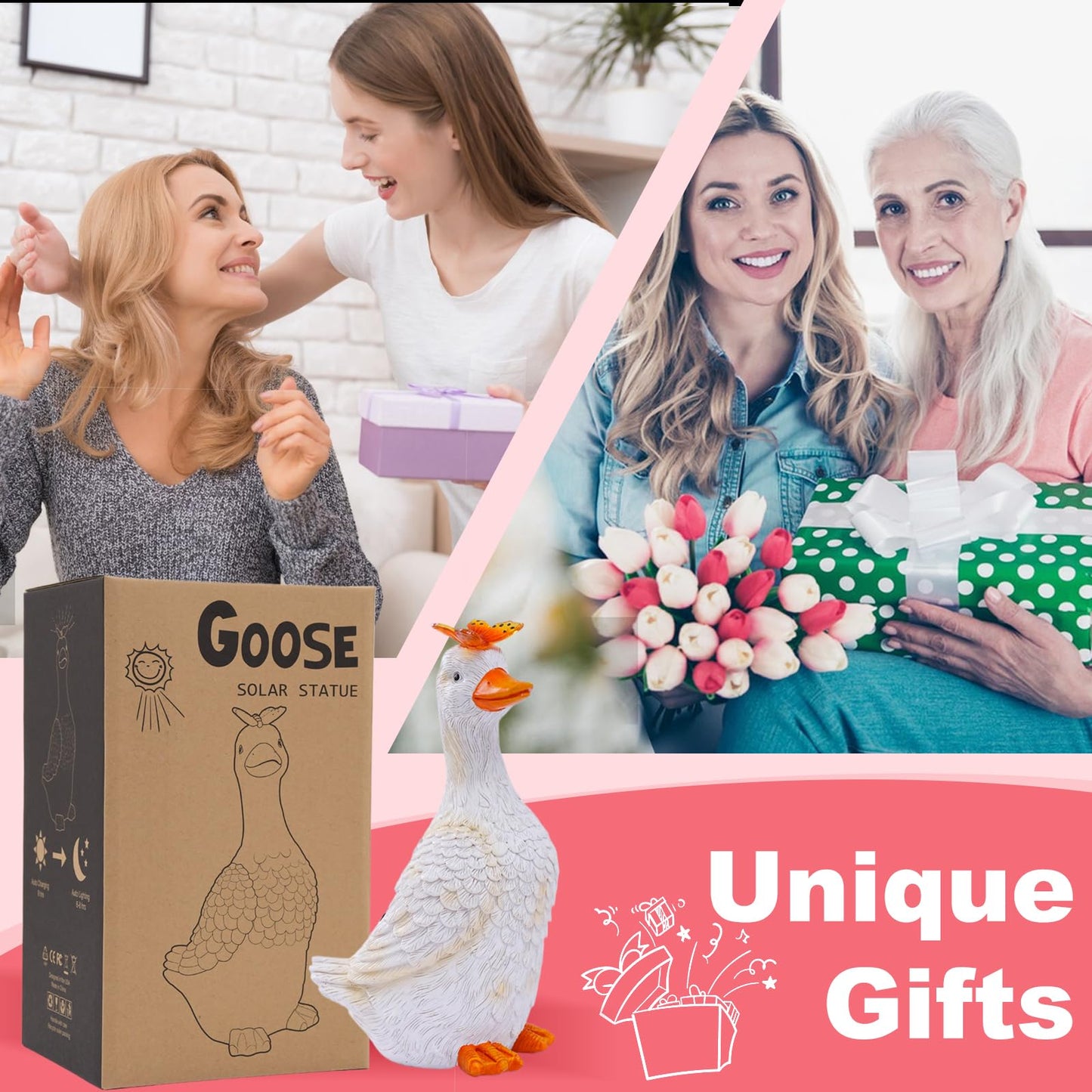 Dog Garden Ornaments With Solar Butterfly - Unique Gifts for Women Mum Men - Outdoor Puppy Decor for Patio Yard Lawn Balcony Resin Waterproof Sculpture