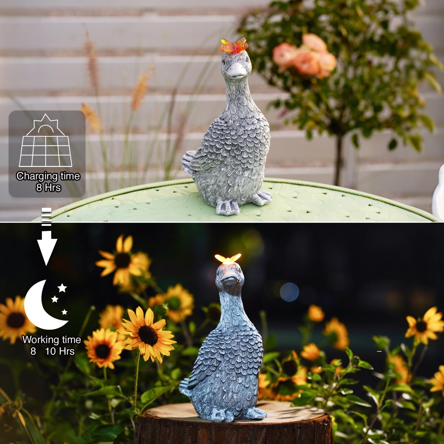 Dog Garden Ornaments With Solar Butterfly - Unique Gifts for Women Mum Men - Outdoor Puppy Decor for Patio Yard Lawn Balcony Resin Waterproof Sculpture