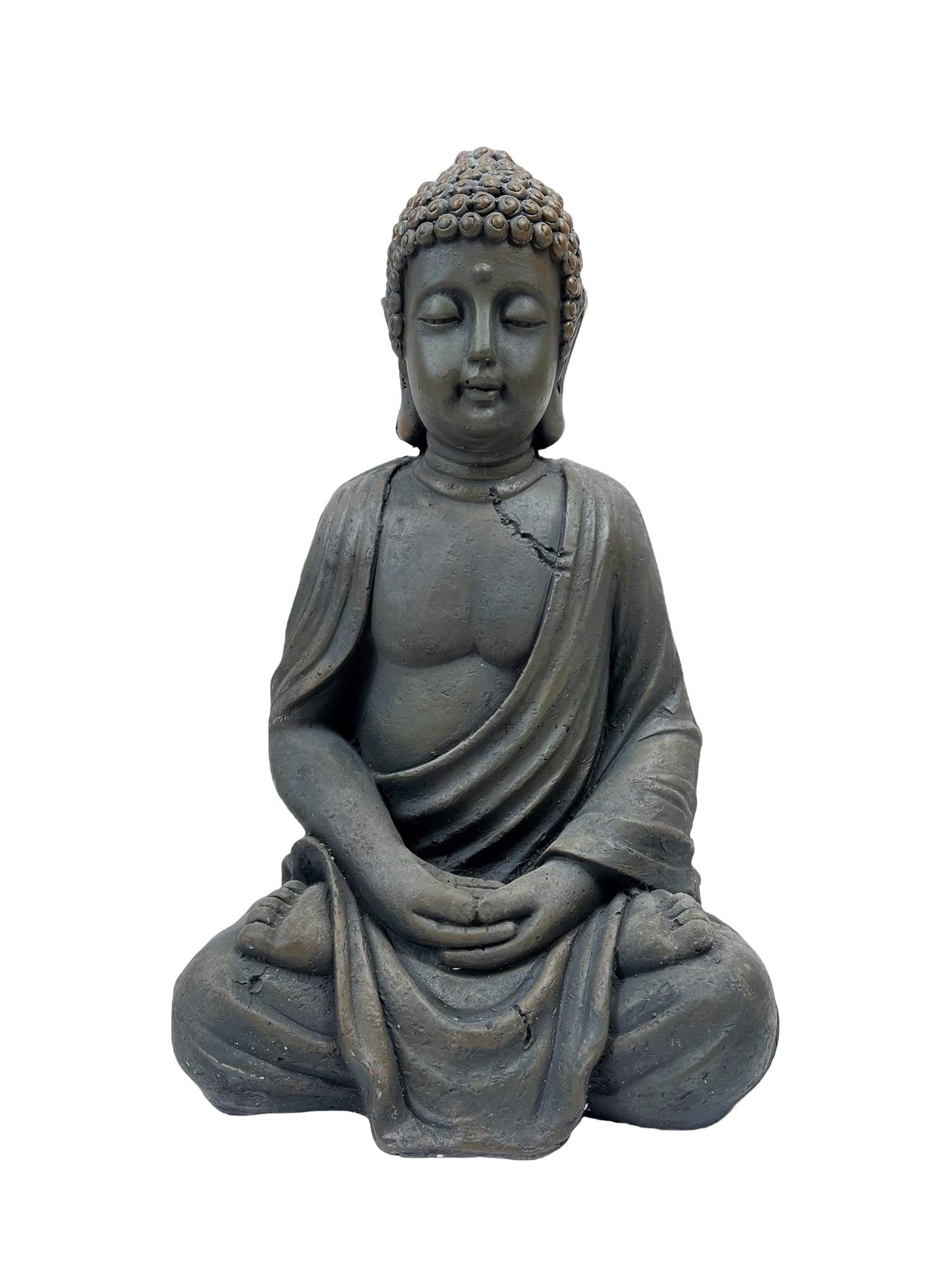 Sitting Buddha Garden Ornament Outdoor Statue Indoor Home Decor Bronzed Effect Figurine Table top Thai Meditating Décor Zen Weather Resistant 25cm Tall