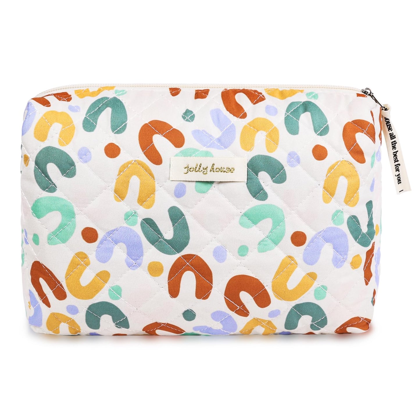 Aucuu Cotton Makeup Bag, Portable Travel Cosmetic Bag, Large Capacity Floral Toiletry Bags, Quilted Wash Bags Organizer for Women Girls