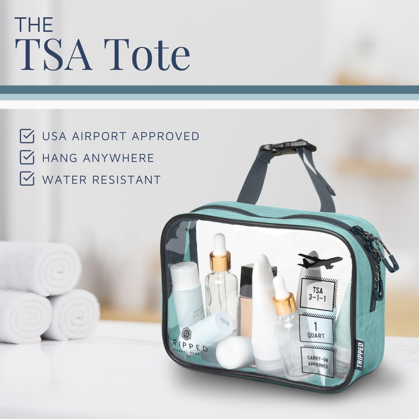 Toiletry Bag Kit Set: Hanging Travel Toiletry Bag + 311 TSA Cosmetic Liquid Bag + Ultralight Accessory Organizer Pouch, Navy, 3 Piece Toiletry Set