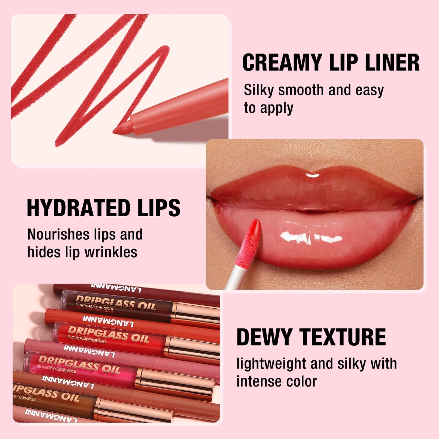 12 Pcs Hydrating Lip Oils + Lip Liner Pencil Combo Sets, Nude Lipliner Glass Lip Glosses Long Lasting Non-Fading Waterproof Lip Makeup Set Gift For Women