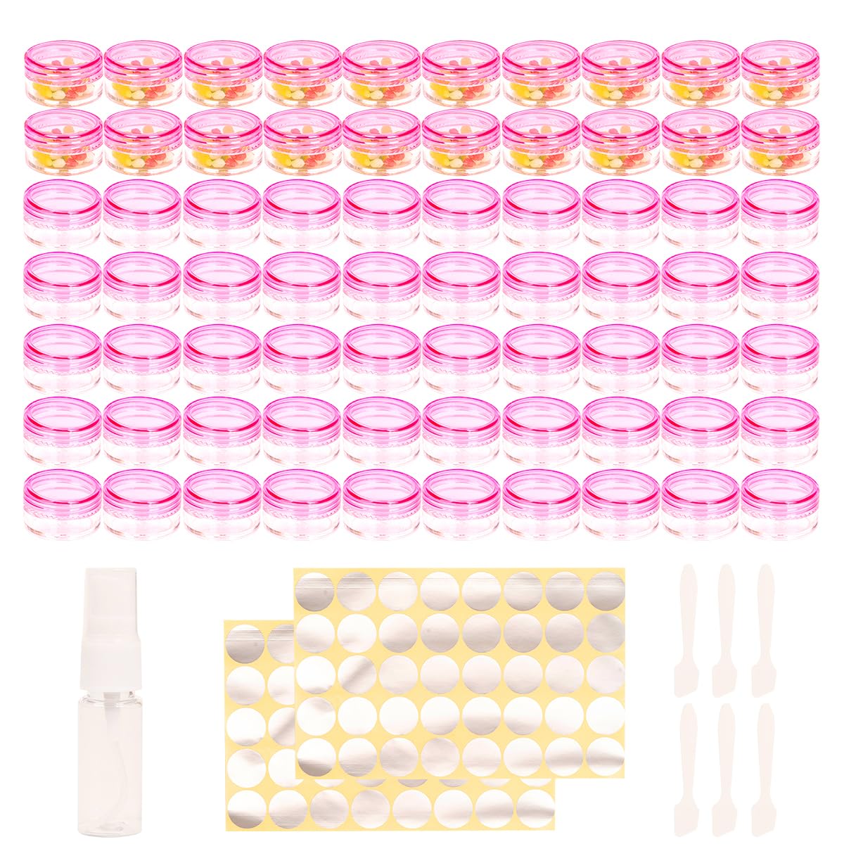 70 Pcs Empty Plastic Cosmetic Jars, 5ml Sample Containers Pots Bottles,sample pots for cosmetics, Travel Cosmetic Jar Pots with Lids,travel pots for cream,travel cream pots for toiletries