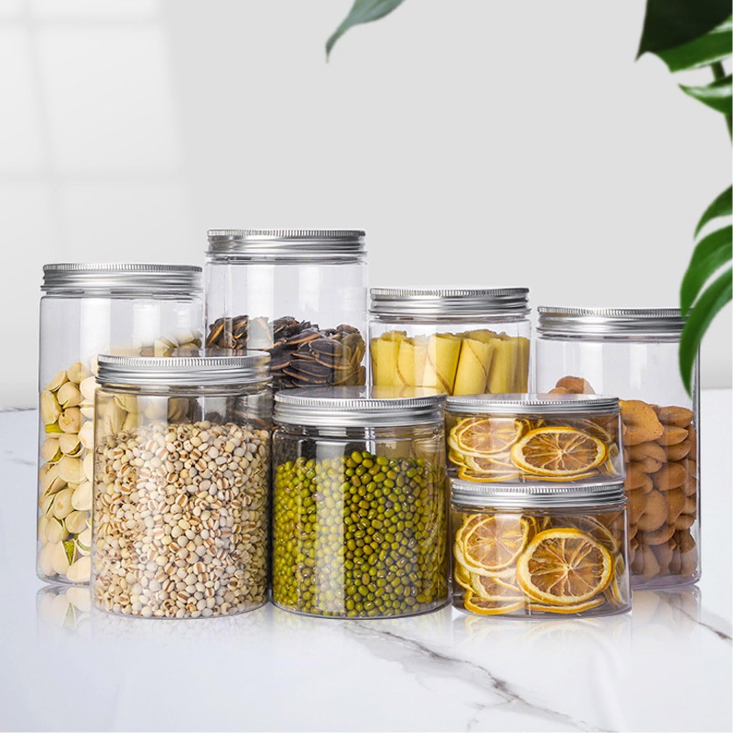 Alledomain 6PCS 100ML Clear Round Cosmetic Containers Cream Jars with Inner Liners & Aluminum Alloy Lids - Travel Jars for Storing Lip, Body Scrub, Lotion, Powder, Ointment, Makeup