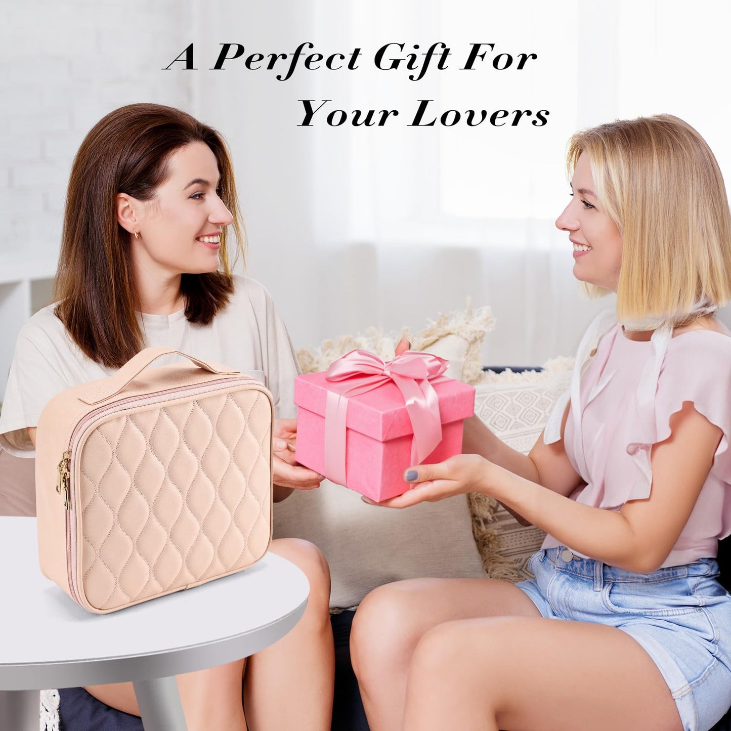 Joligrace Makeup Bag Cosmetic Case Vanity Travel Beauty Box Make Up Train Case Hairdressing Tools Organiser with Adjustable Compartment Oxford Fabric, Black