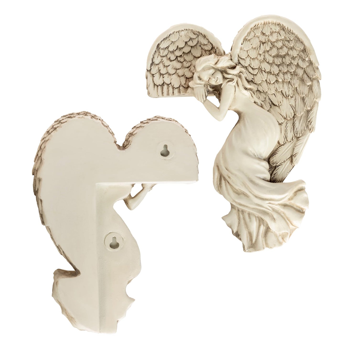 Marco Paul Sleeping Angel Corner Door Frame Statue Resin Angel Ornament Stone Effect Female Figurine Angel Wings Left Angle Door Sculpture Wall Art for Garden, Weddings, Home Decor