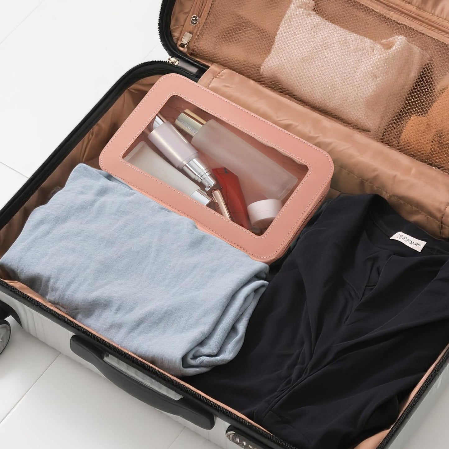 Clear Makeup Bag Travel Toiletries Bags for Women Cosmetic Bags with Double Zippers Waterproof Small Makeup Bag for Ladies Girls