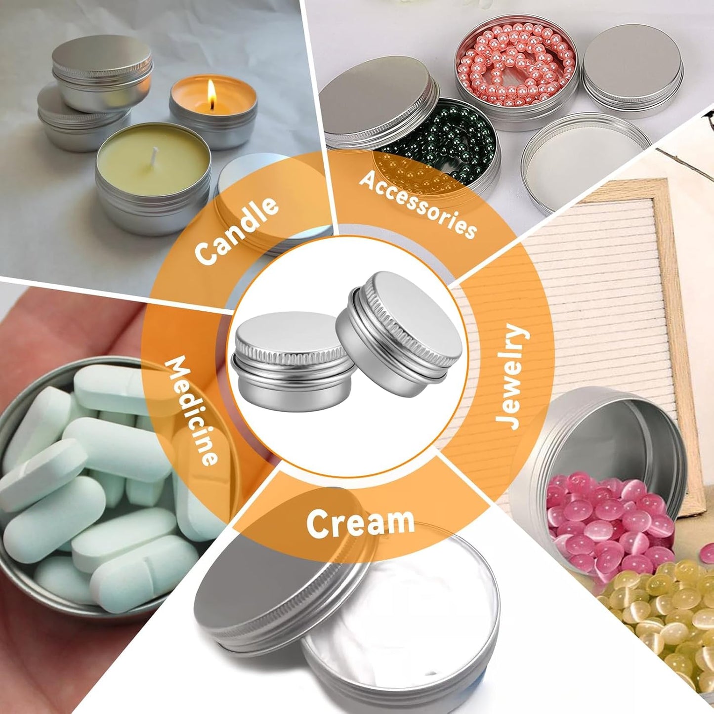 Sebudion 30Pcs 5ml Aluminum Cosmetic Pots with Leak-Proof Screw Lids,Travel Sample Containers,Portable Mini Storage Jars for Lip Balm, Creams and Makeup