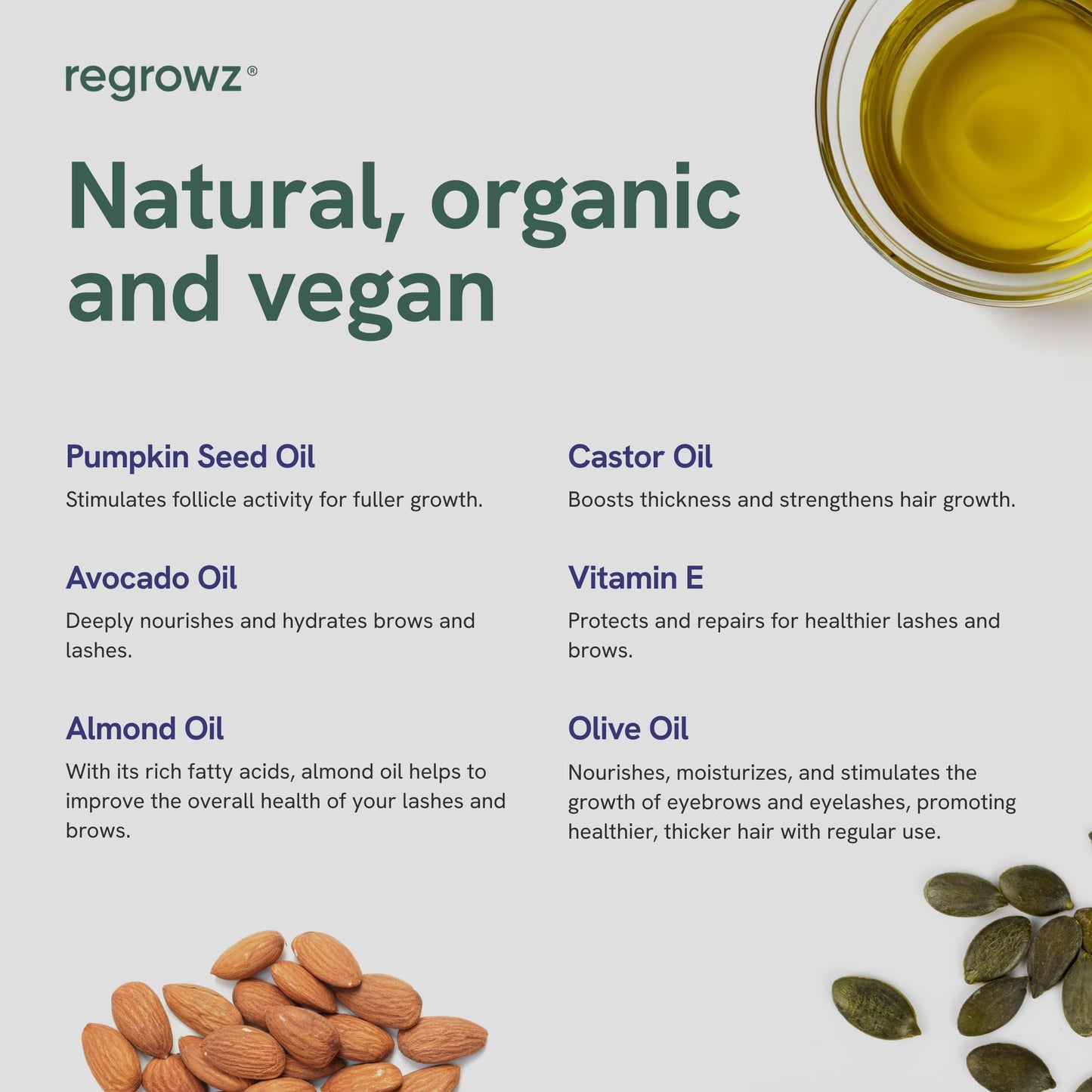 Regrowz Eyelash Serum & Eyebrow Growth 5ml – Natural, Vegan Lash Enhancer for Longer, Thicker Lashes & Fuller Eye Brows – UK Formula with Rapid Results & Conditioning Care For Growth & Thickness