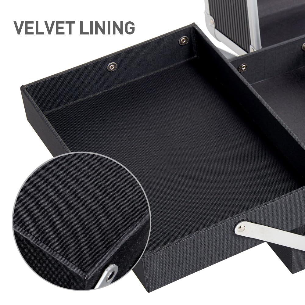 Yaheetech 4 in 1 Beauty Case Rolling Cosmetics Organiser Makeup Vanity Case Lockable Hairdressing Trolley Pink