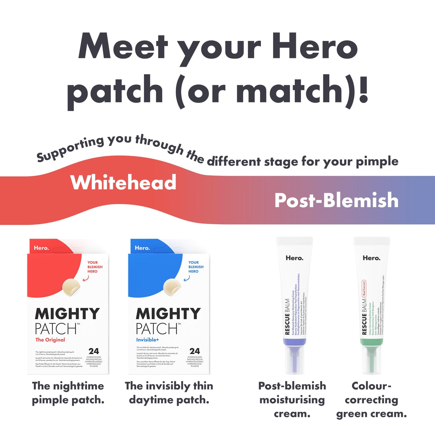 Mighty Patch Original Spot Patches by Hero Cosmetics, Day & Night Time Acne Treatment, Clear Spot Remover Hydrocolloid Patches, Anti Acne Dots, Spot Treatment Pimple Stickers - 36 Patches