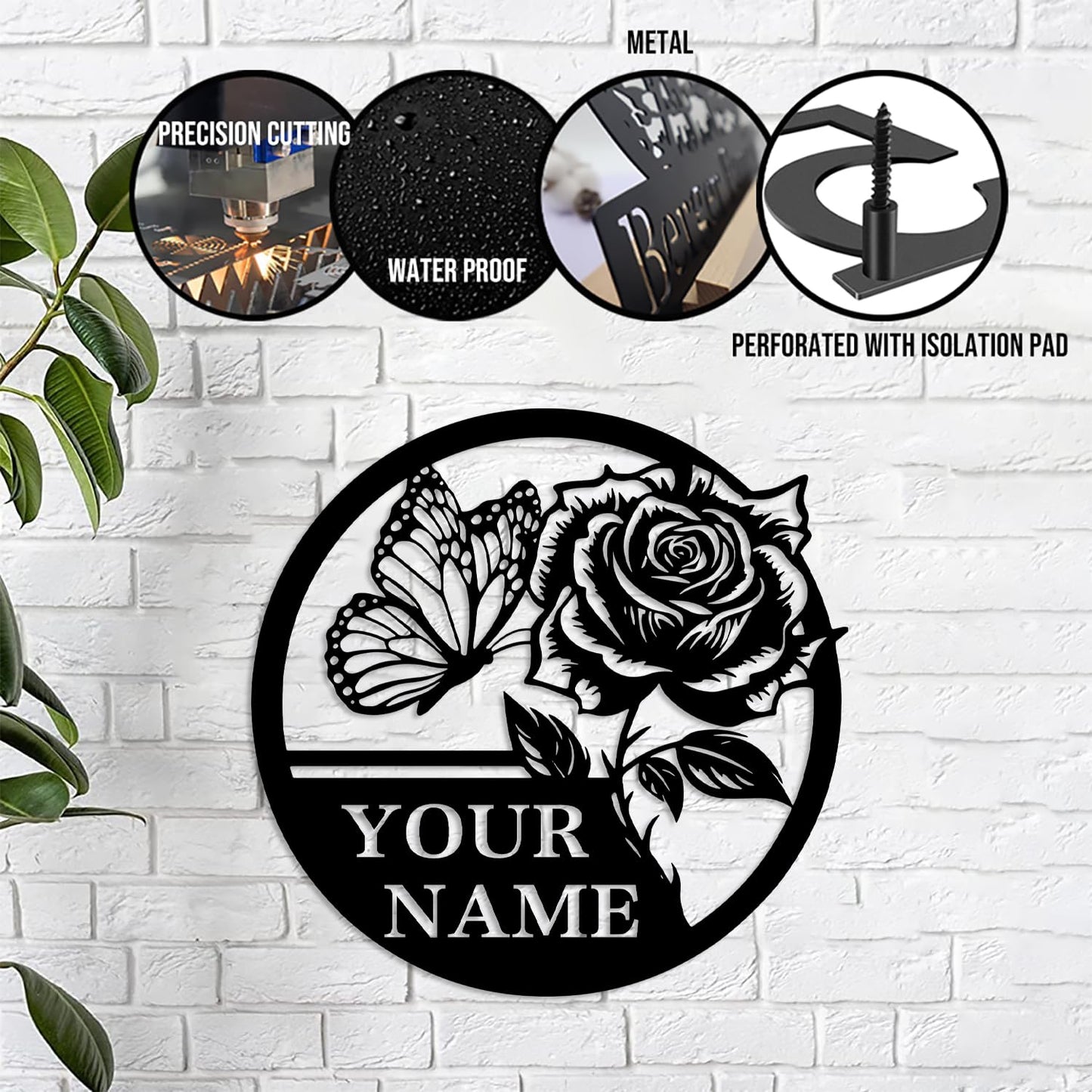 Custom Garden Name Metal Sign,Rose Flower Garden Metal Sign,Personalized Rose Flower Sign, With Stake Porch Decor Garden Decoration,Mother's Day Mom Grandma Gardener Gift (Rose A)