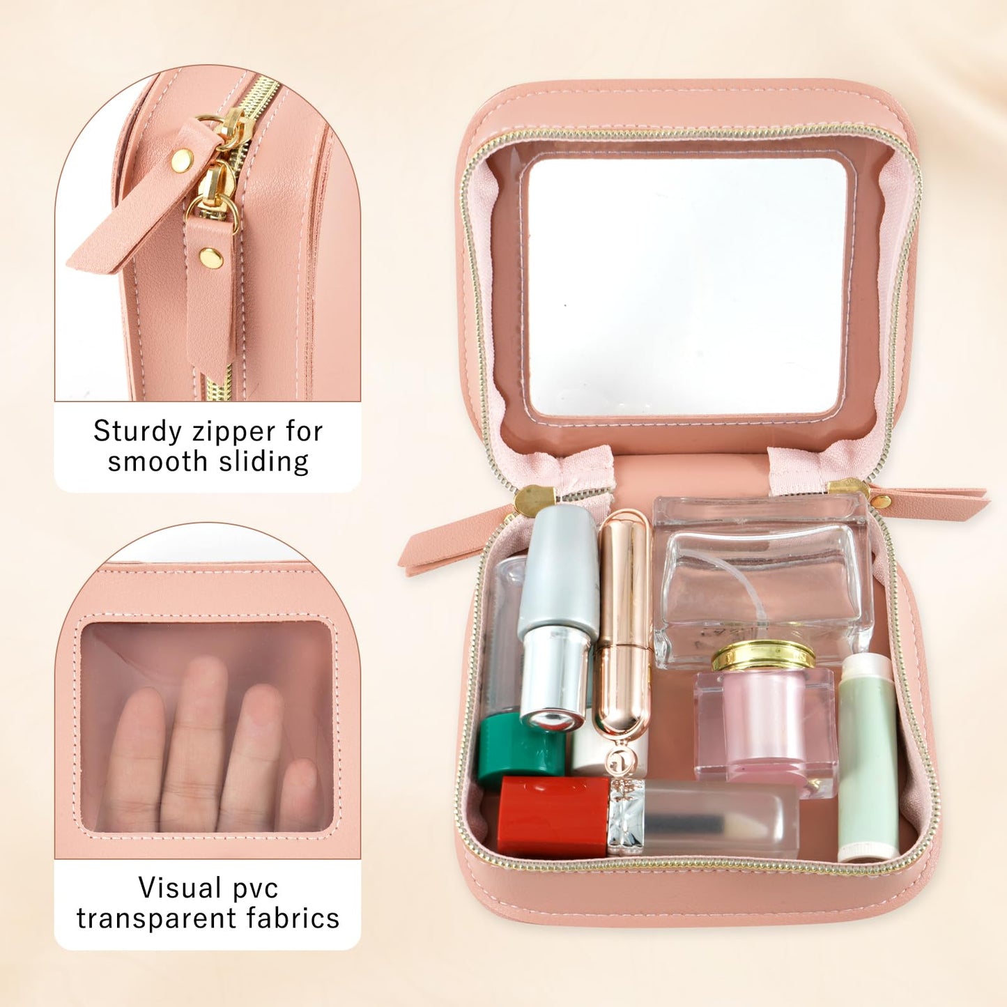 Clear Makeup Bag Travel Toiletries Bags for Women Cosmetic Bags with Double Zippers Waterproof Small Makeup Bag for Ladies Girls