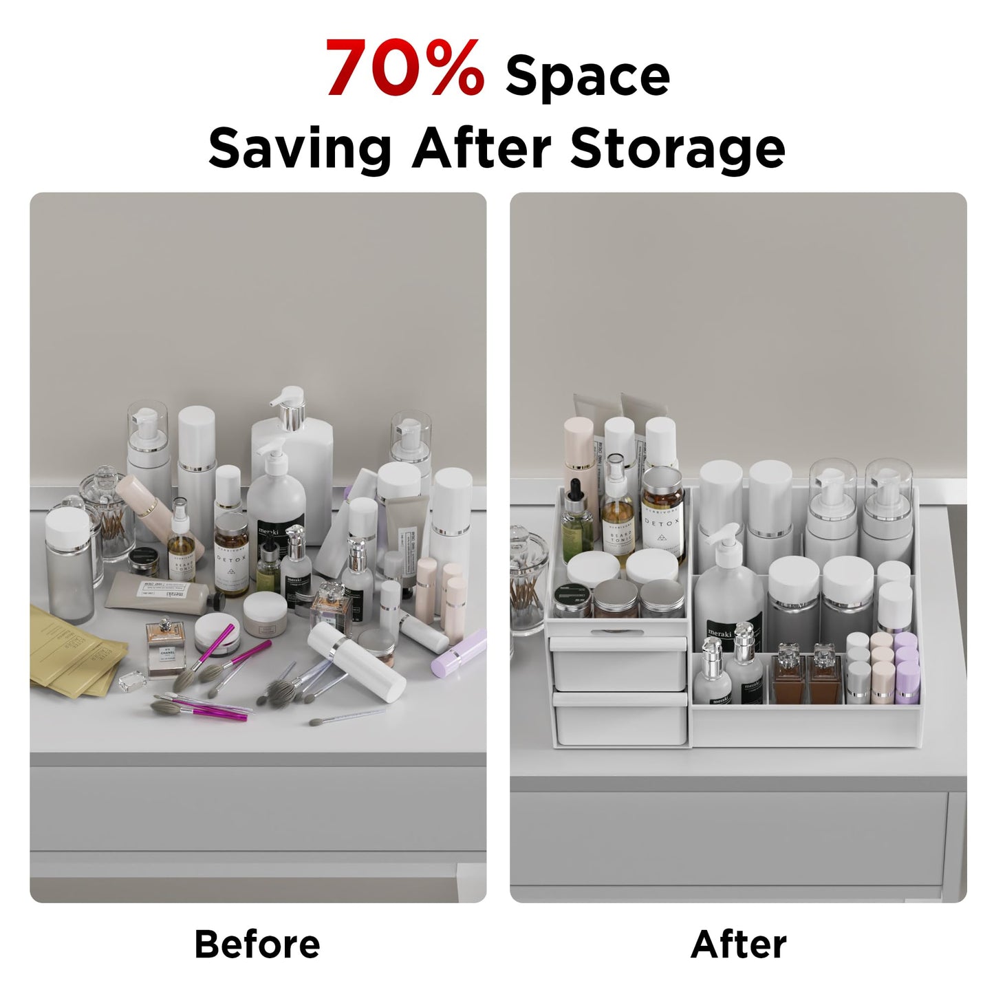 Makeup Organizer Storage Drawers, Large Capacity Cosmetic Organisers for Lipsticks, Jewelry, Nail Care, Skincare Organiser for Vanity, Ideal Desk Organizer for Dresser and Bathroom