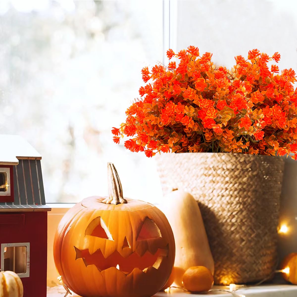 12 Bundles Artificial Fall Flowers No Fade Faux Autumn Plants,Fake Indoor Outdoor Greenery for Thanksgiving Christmas Wedding Party Home Garden Décor (Autumn)