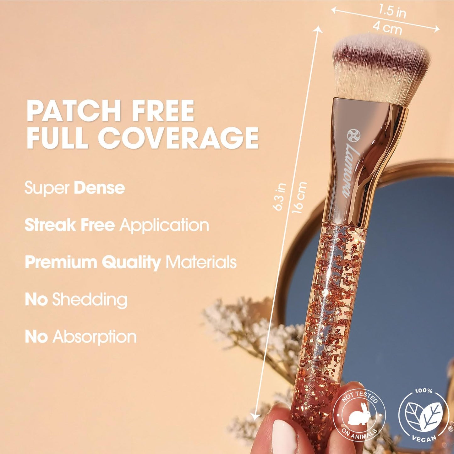 Make Up Brush Foundation Kabuki Flat Top - Perfect For Blending Liquid, Cream or Flawless Powder Cosmetics - Buffing, Stippling, Concealer - Premium Quality Synthetic Dense Bristles!