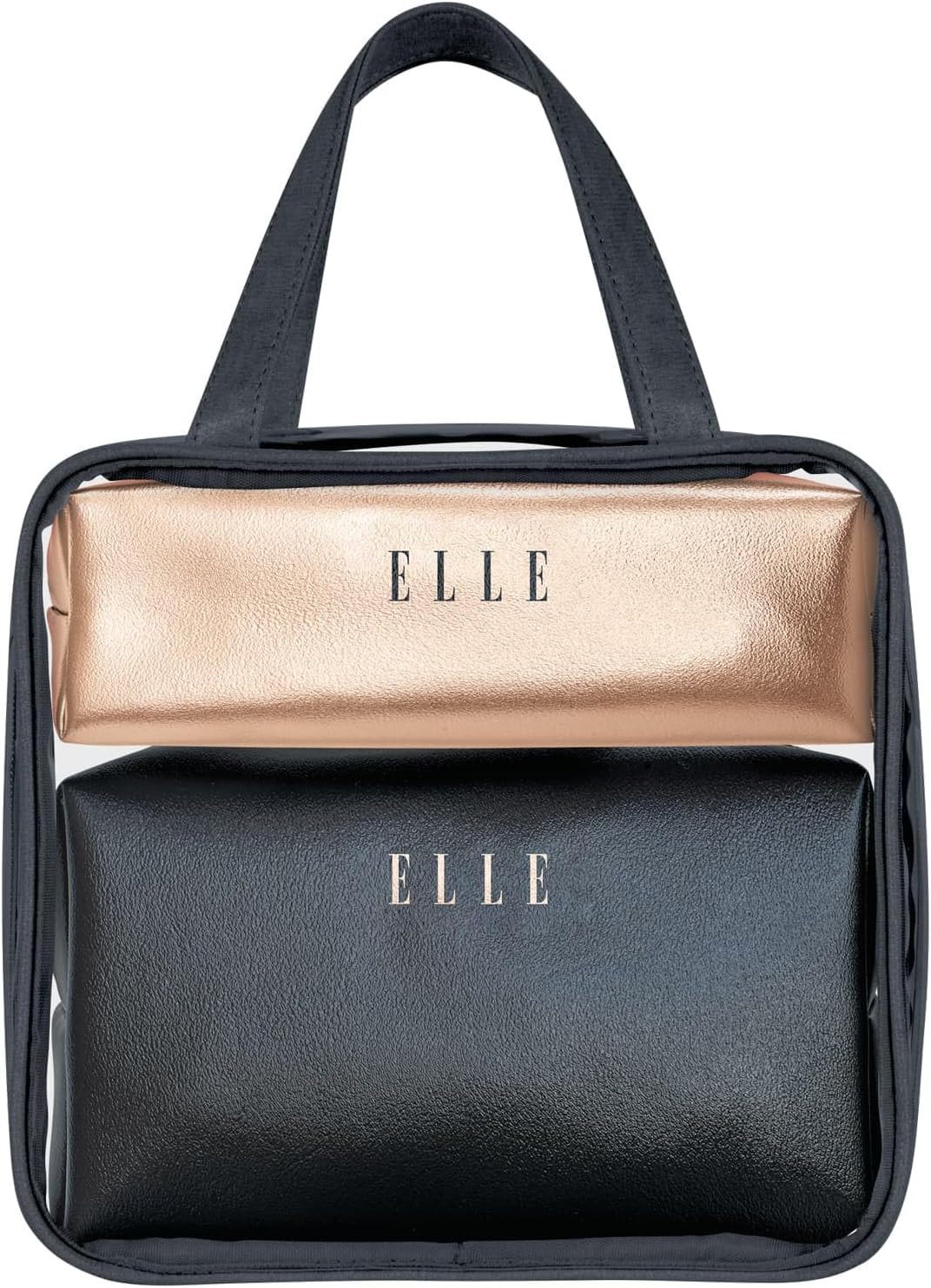 ELLE 3 in 1 Vanity Bag - Cosmetic Case - Black and Pink - Perfect for Cosmetics & Health & Beauty Products - Storage - Women