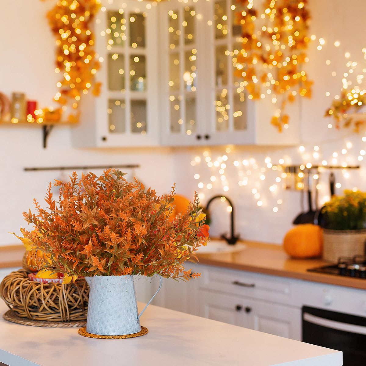 12 Bundles Artificial Fall Flowers No Fade Faux Autumn Plants,Fake Indoor Outdoor Greenery for Thanksgiving Christmas Wedding Party Home Garden Décor (Autumn)